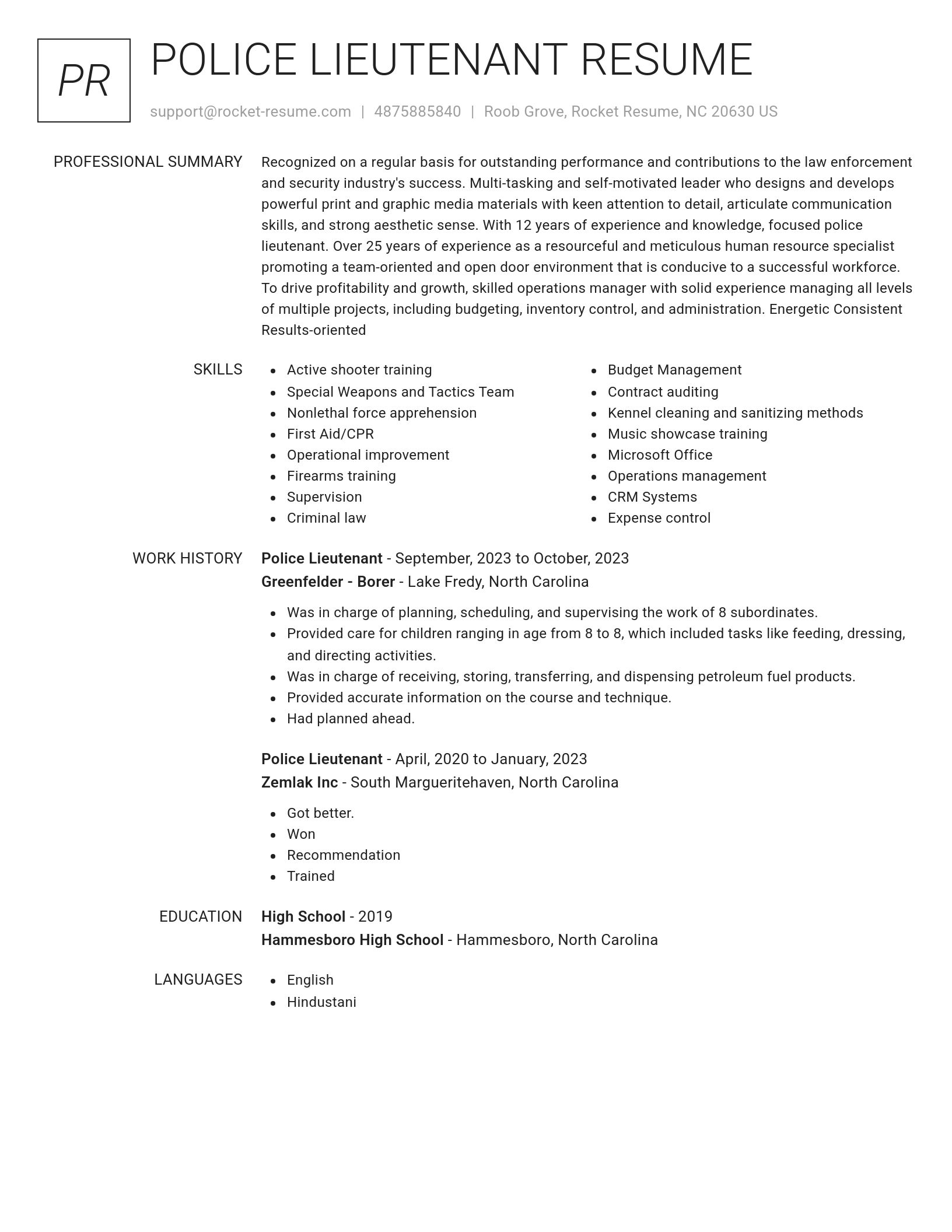 Renowned resume template