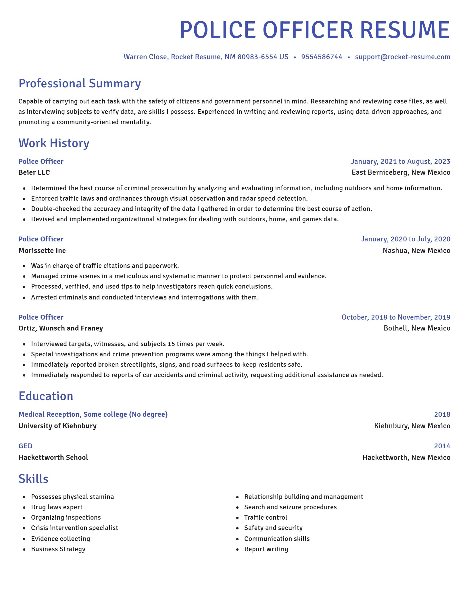Novel resume template