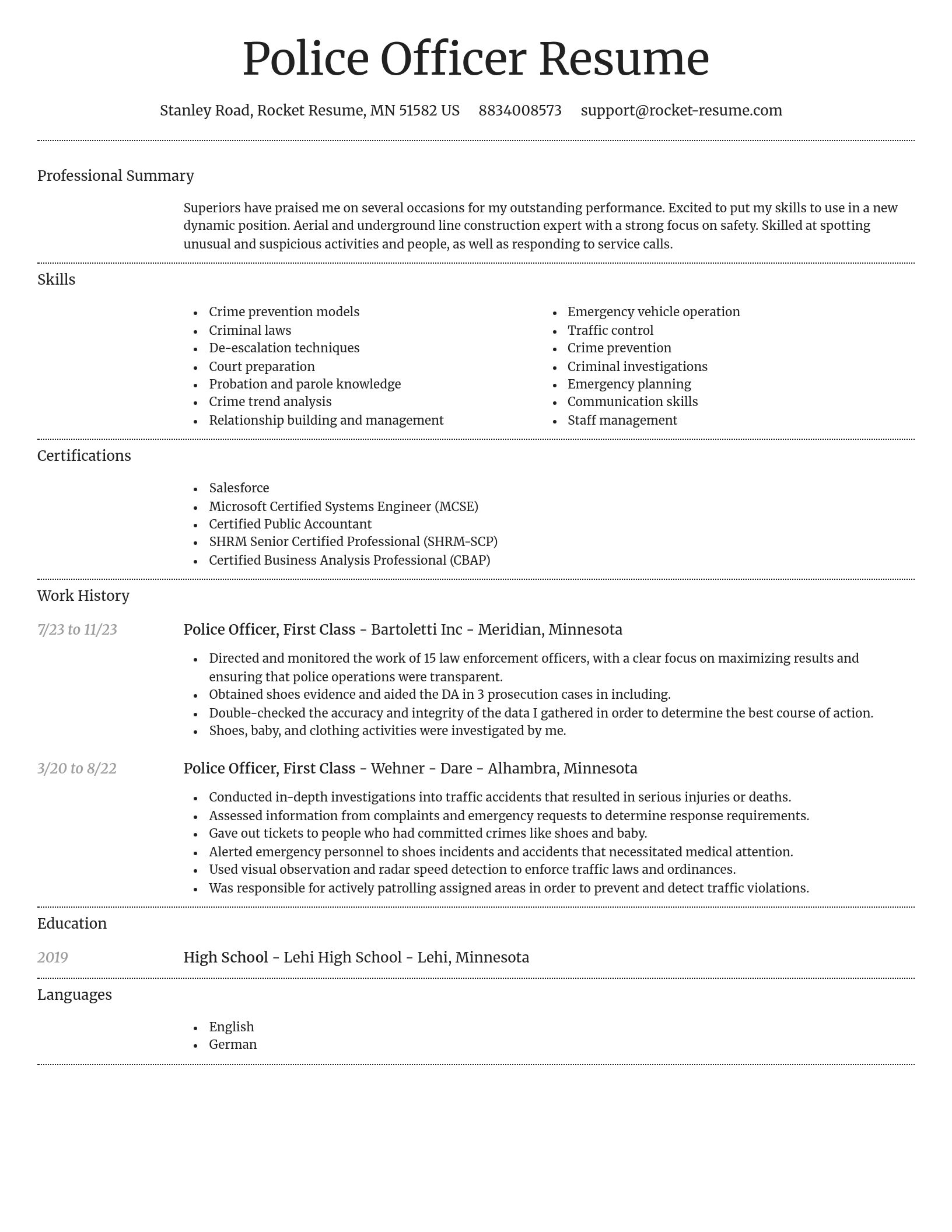 Dignified resume template