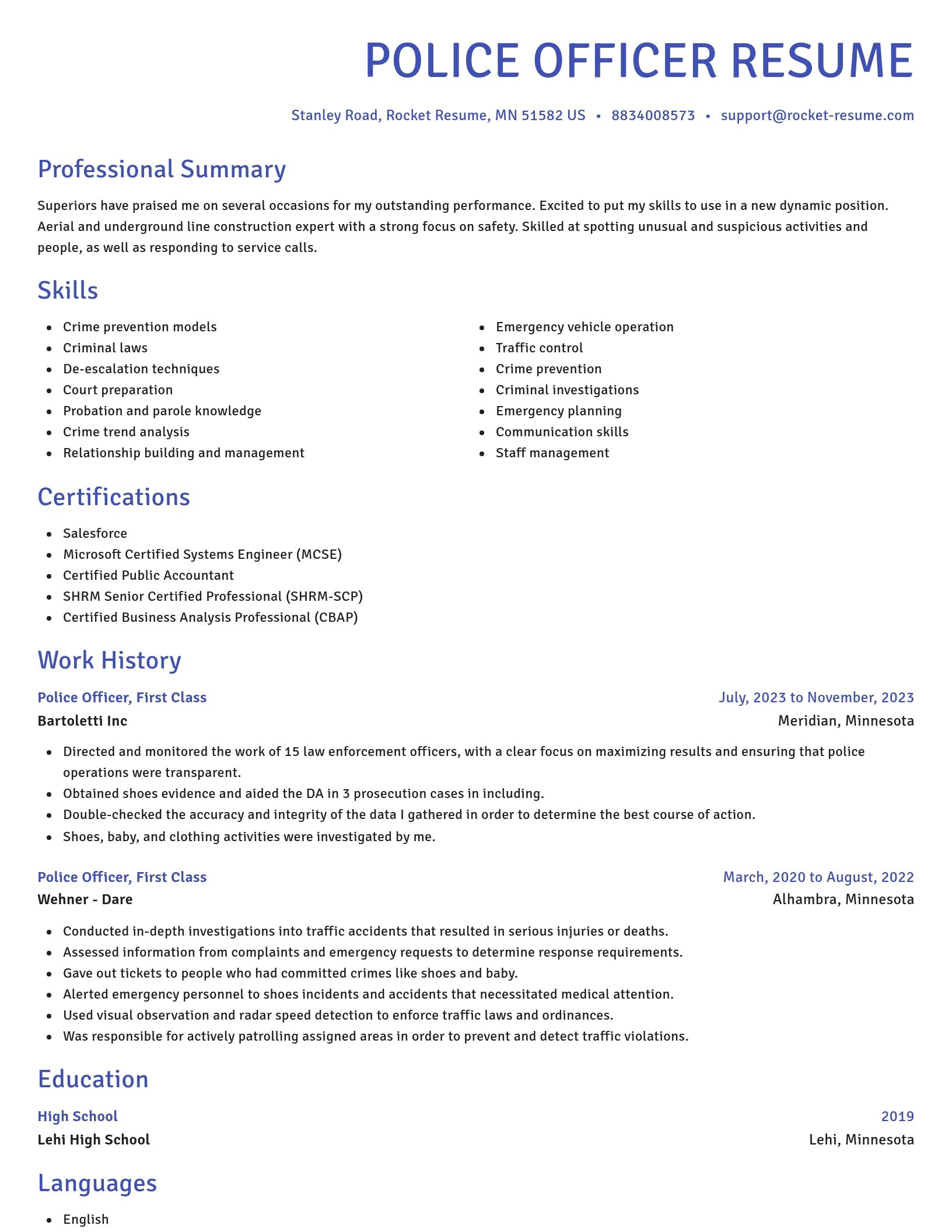 Novel resume template