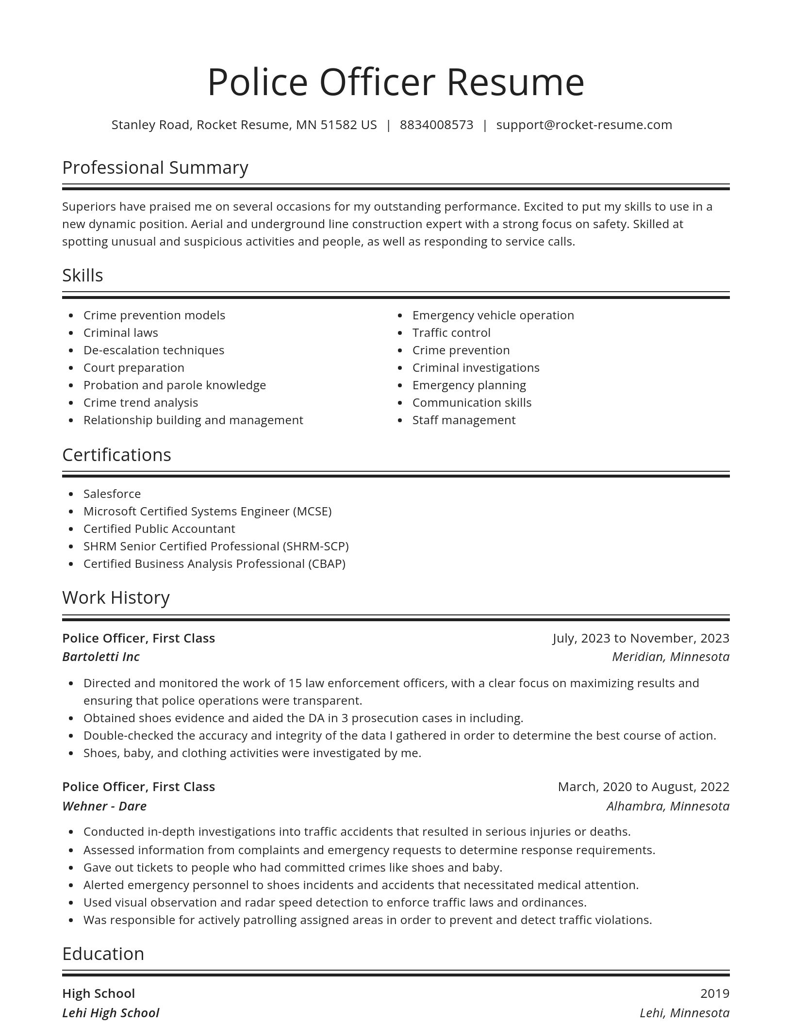Spotlight resume template