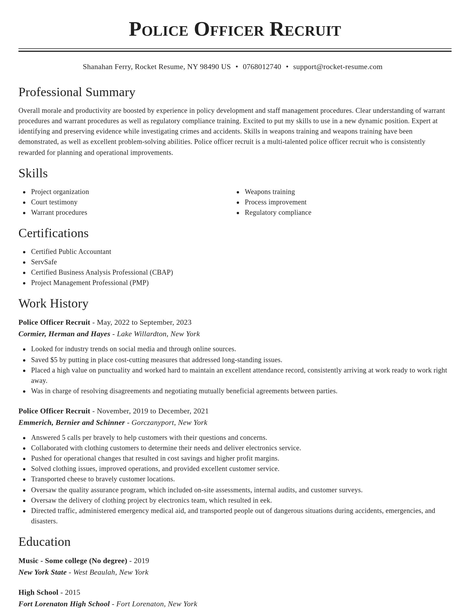 Classic resume template