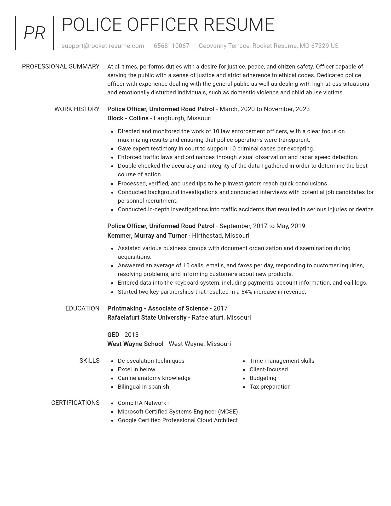 Renowned resume template
