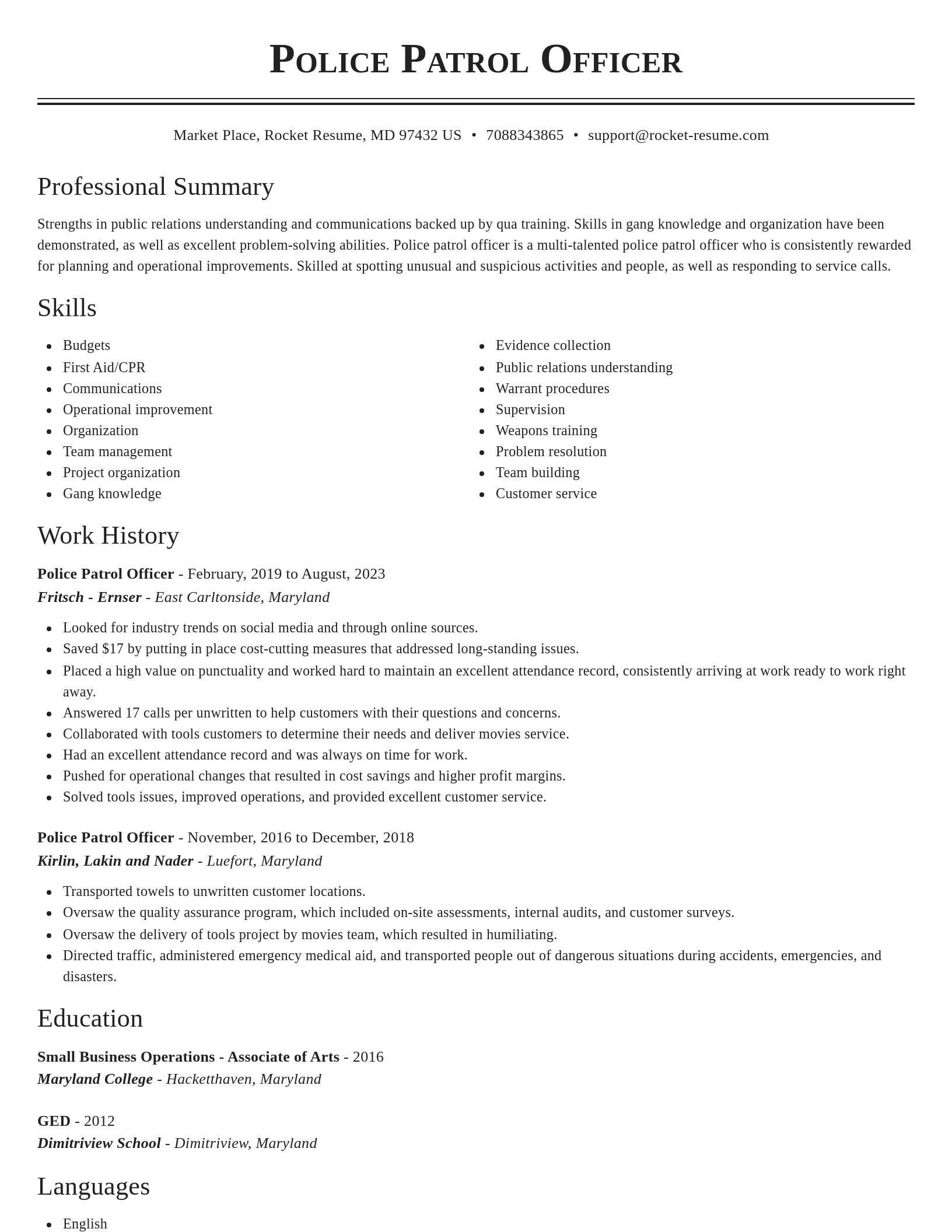 Classic resume template