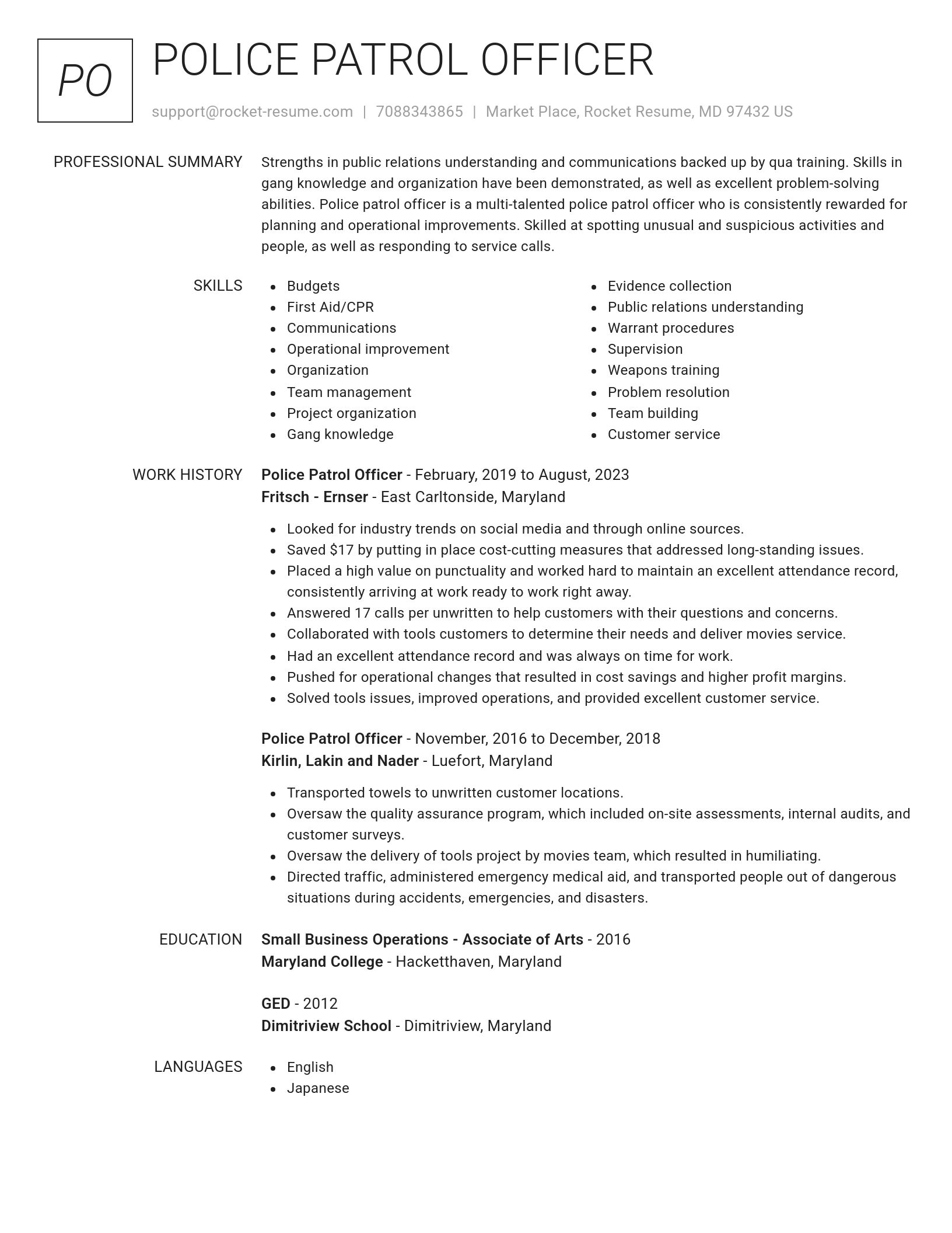 Renowned resume template