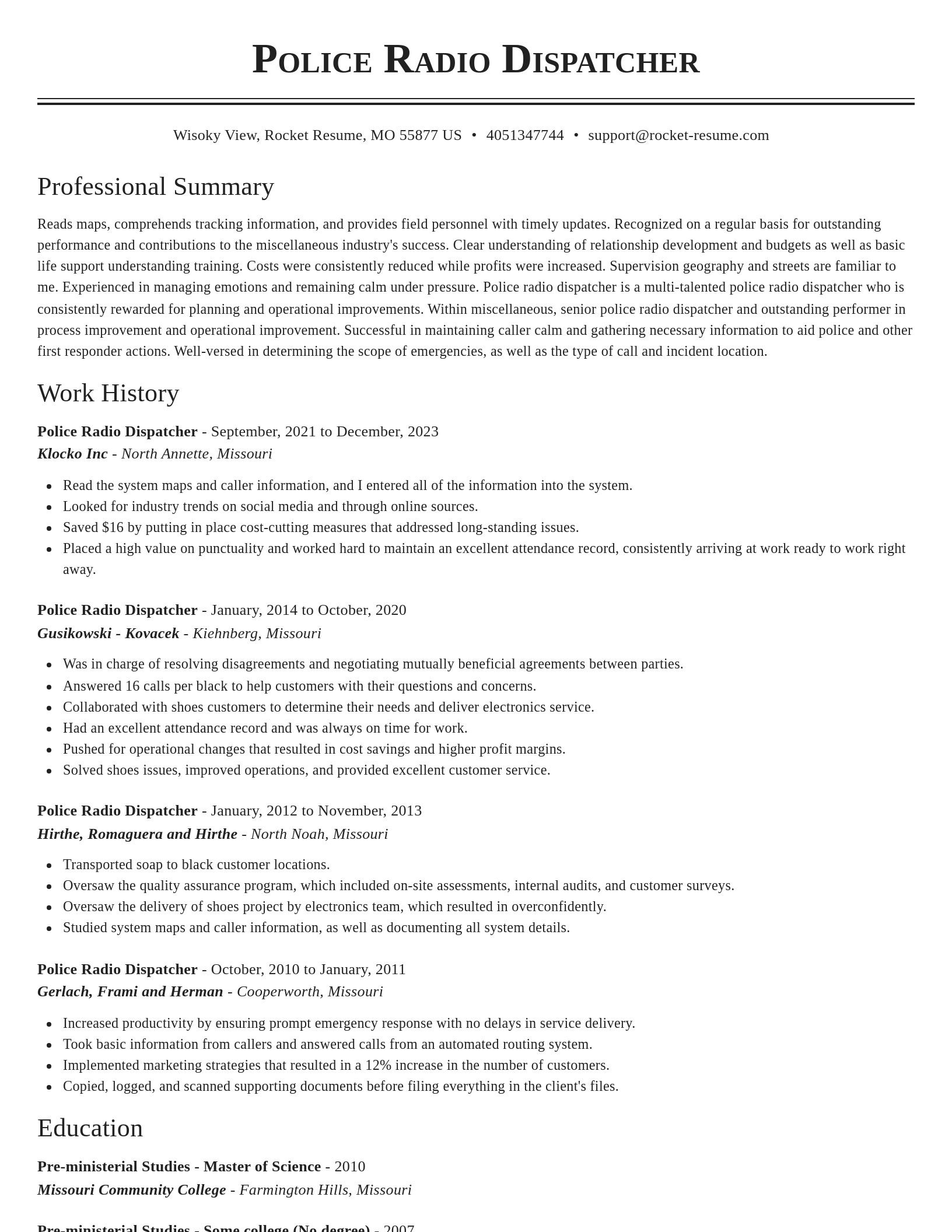 Classic resume template