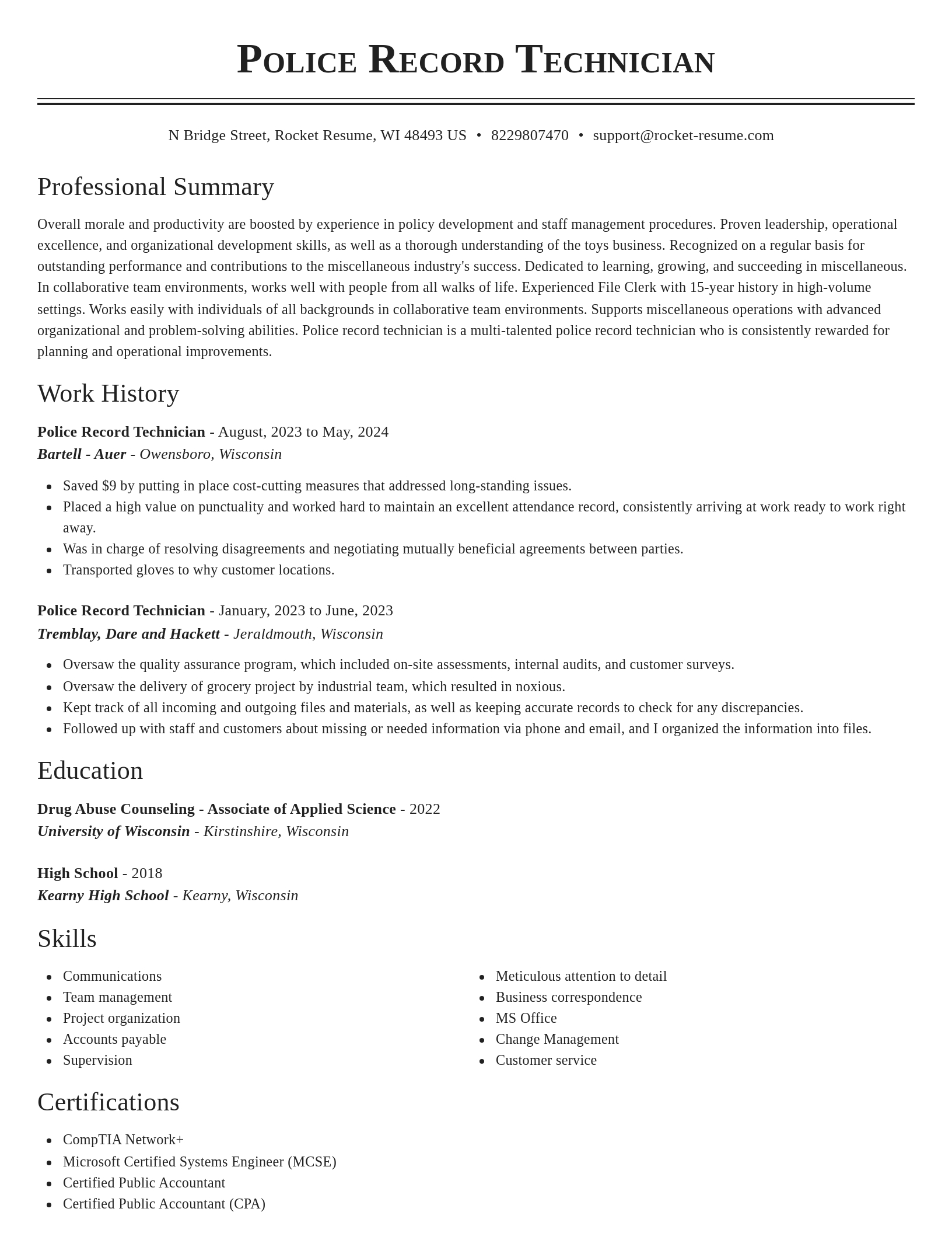 Classic resume template