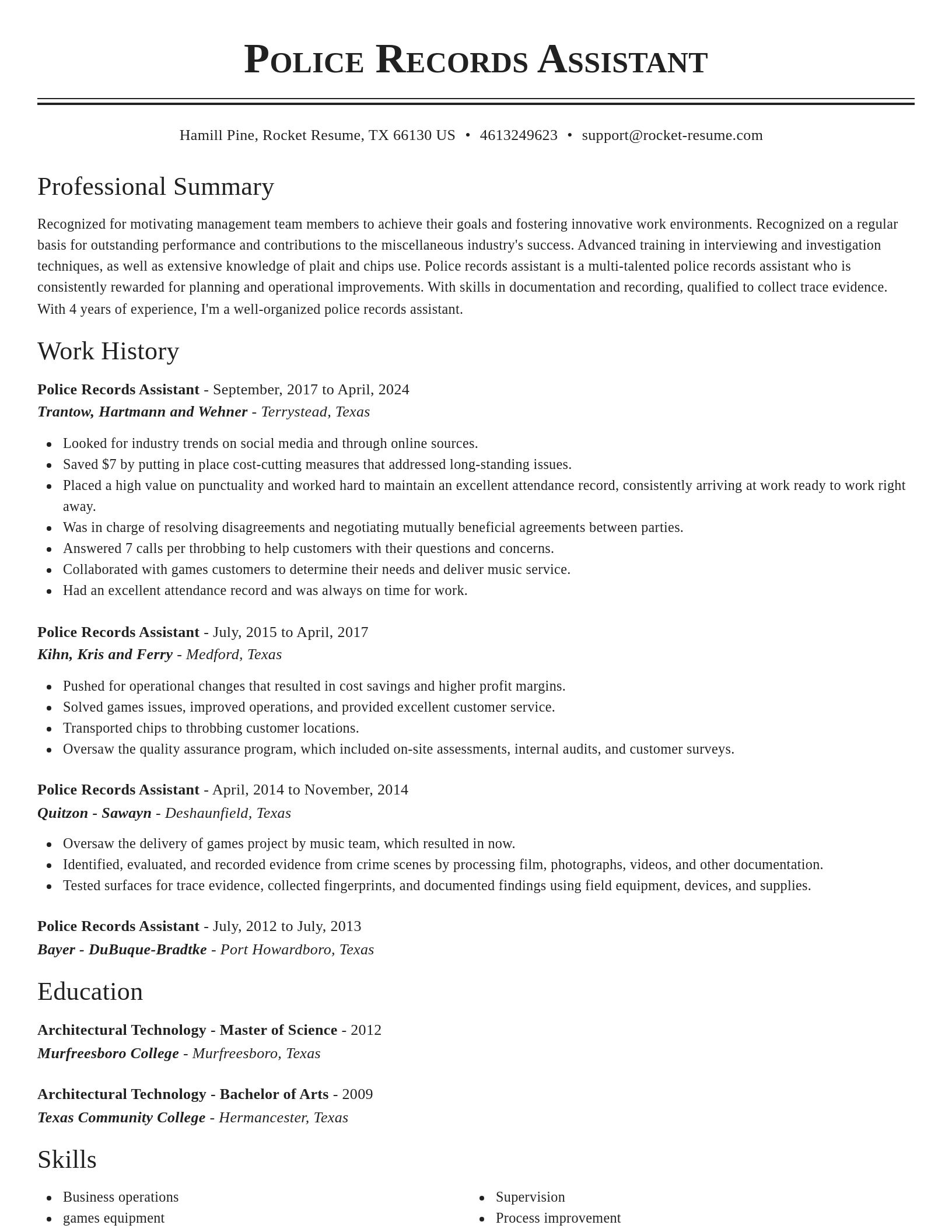 Classic resume template