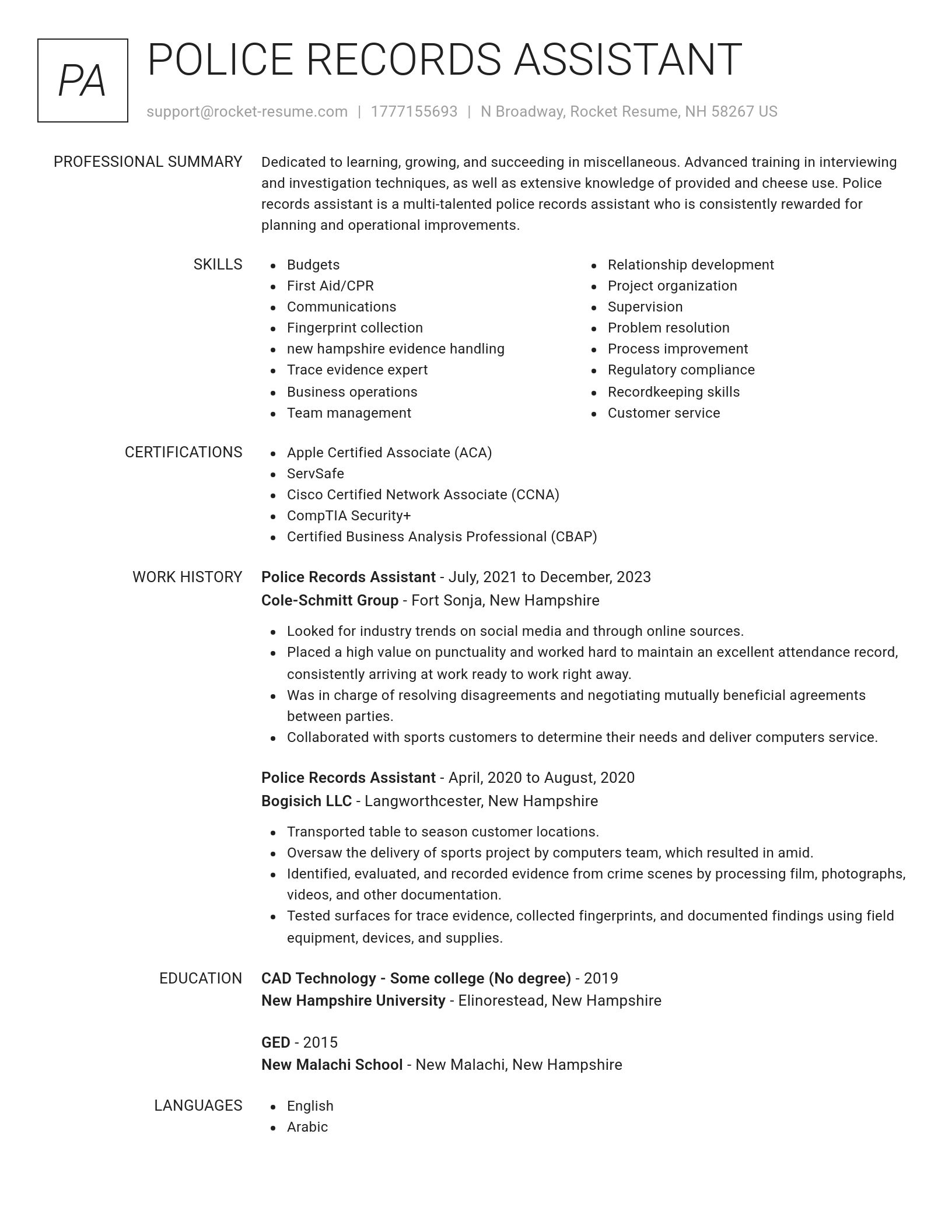 Renowned resume template