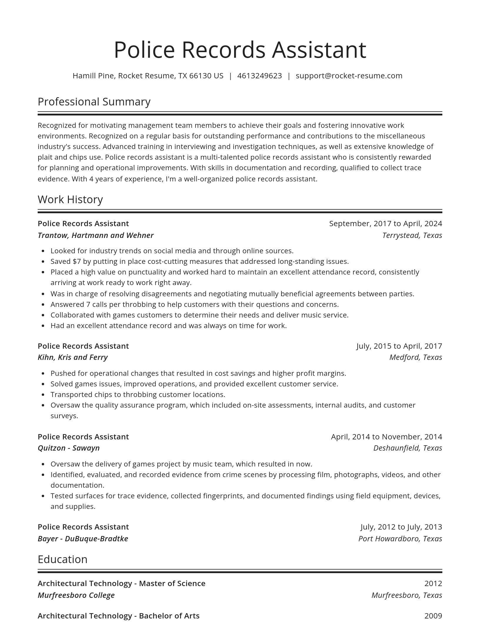 Spotlight resume template