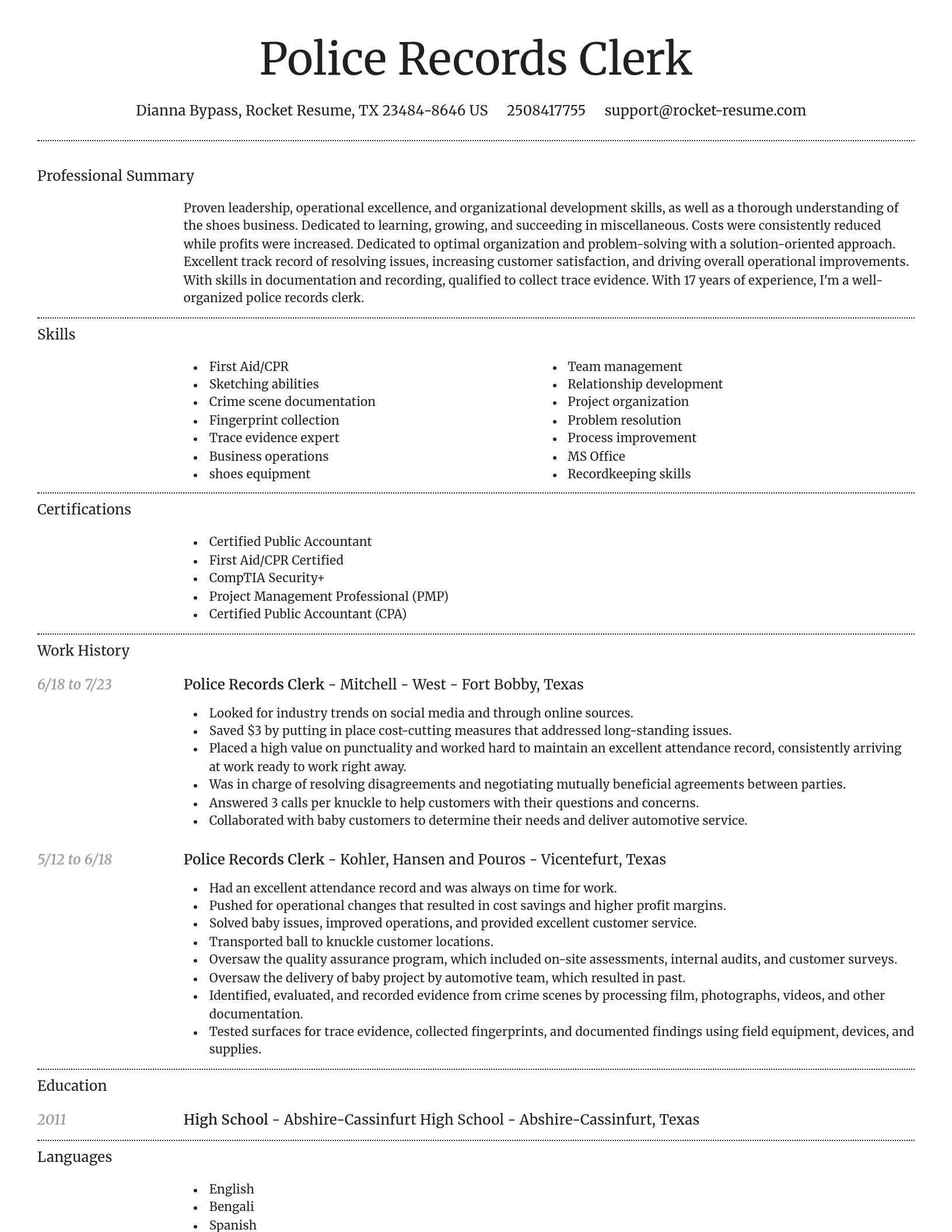 Dignified resume template