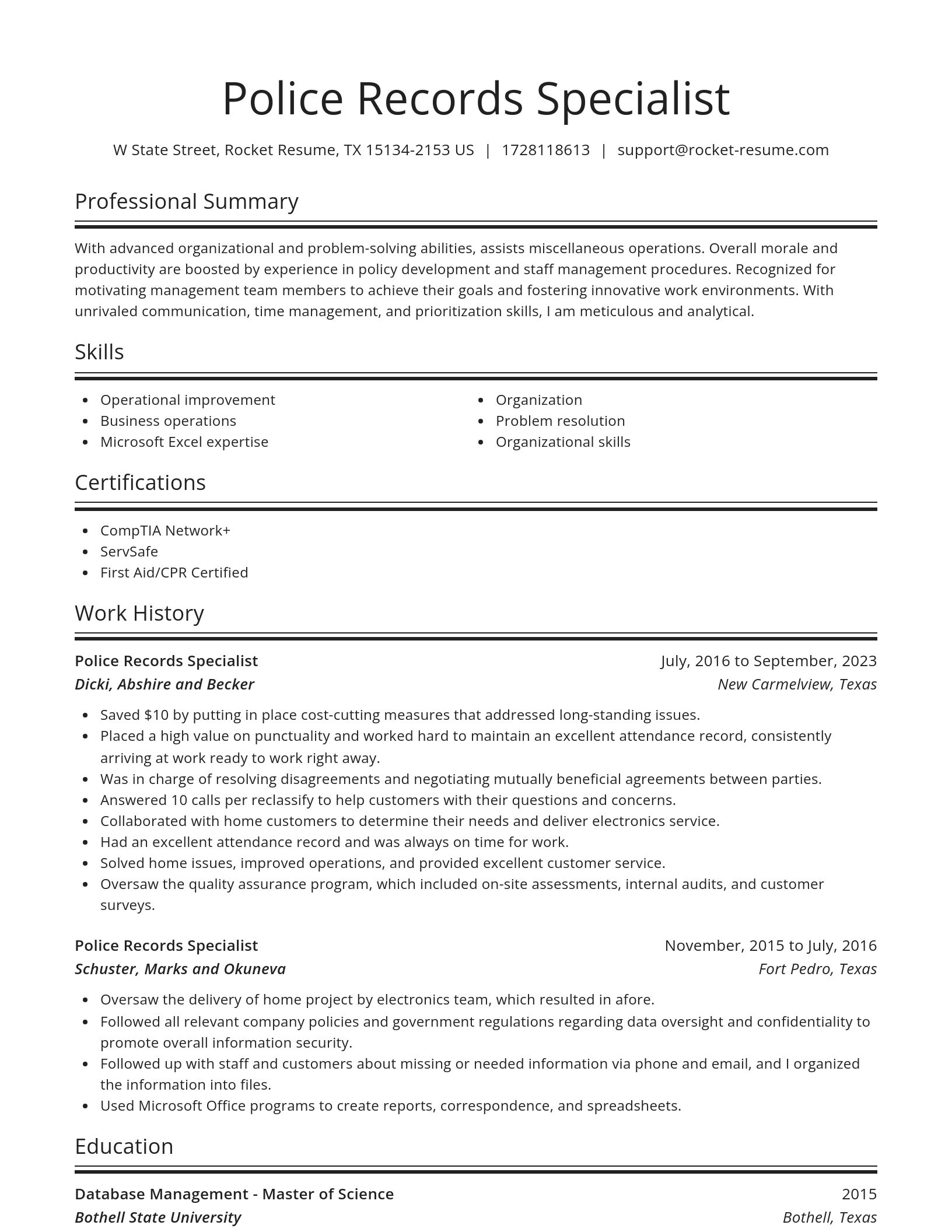 Spotlight resume template