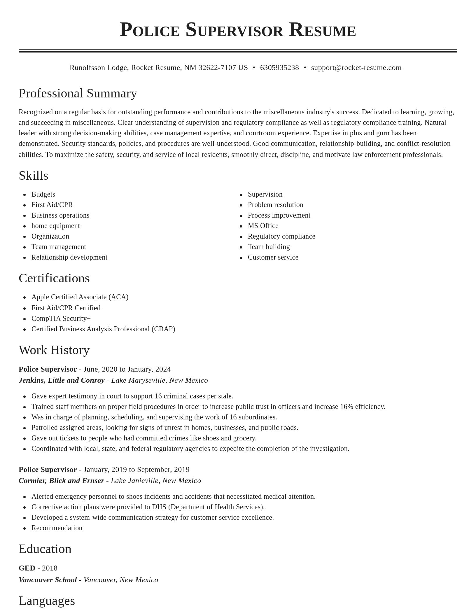 Classic resume template