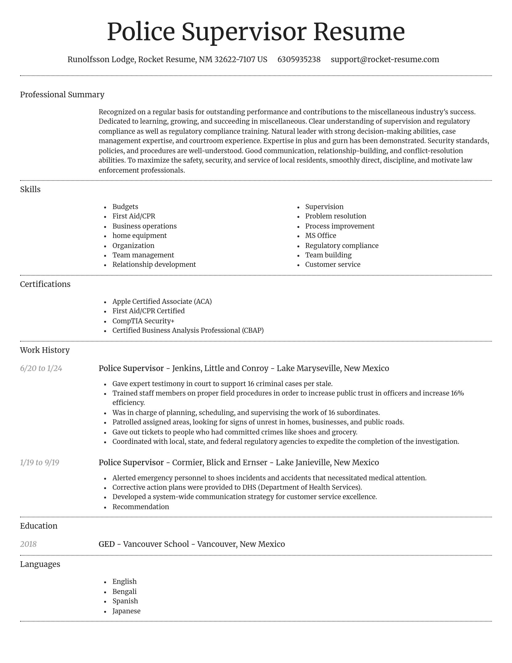 Dignified resume template