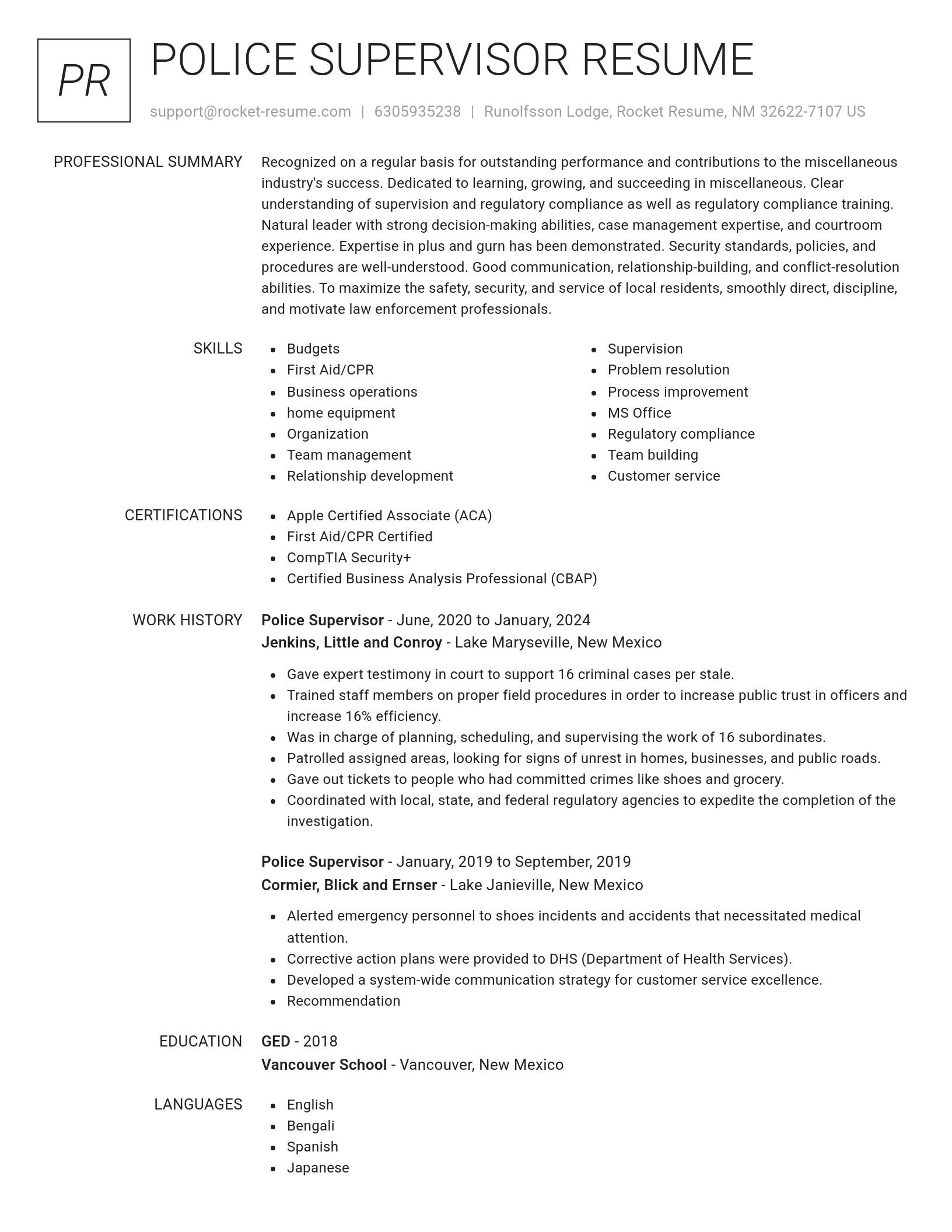 Renowned resume template