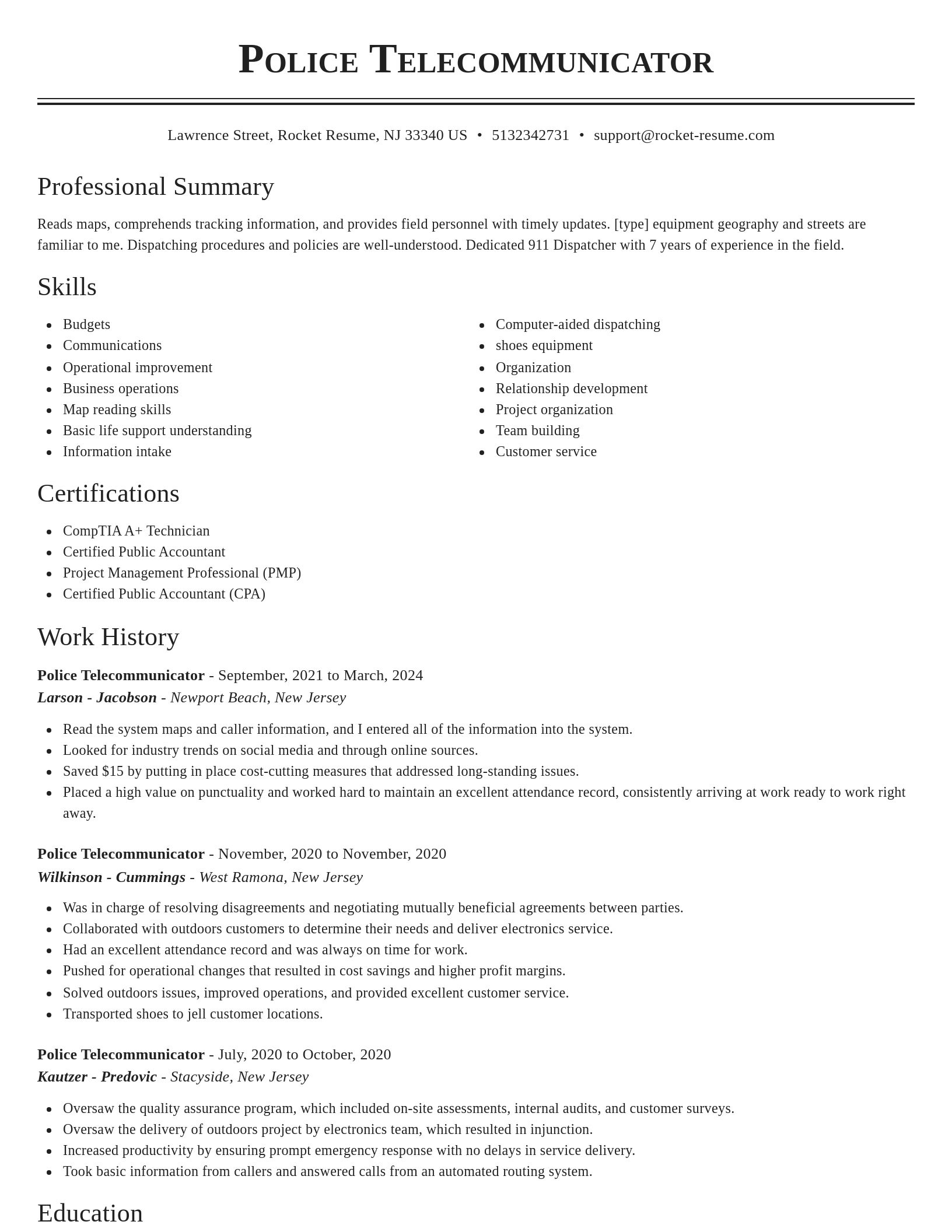 Classic resume template