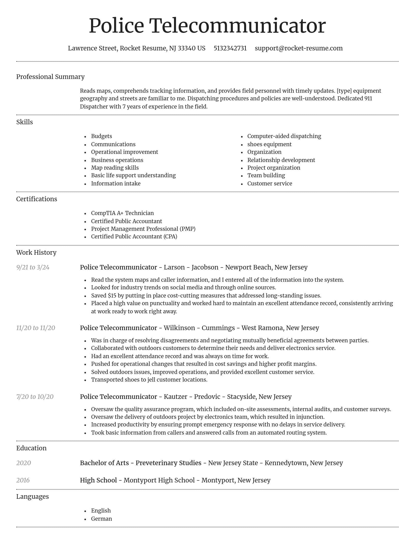 Dignified resume template