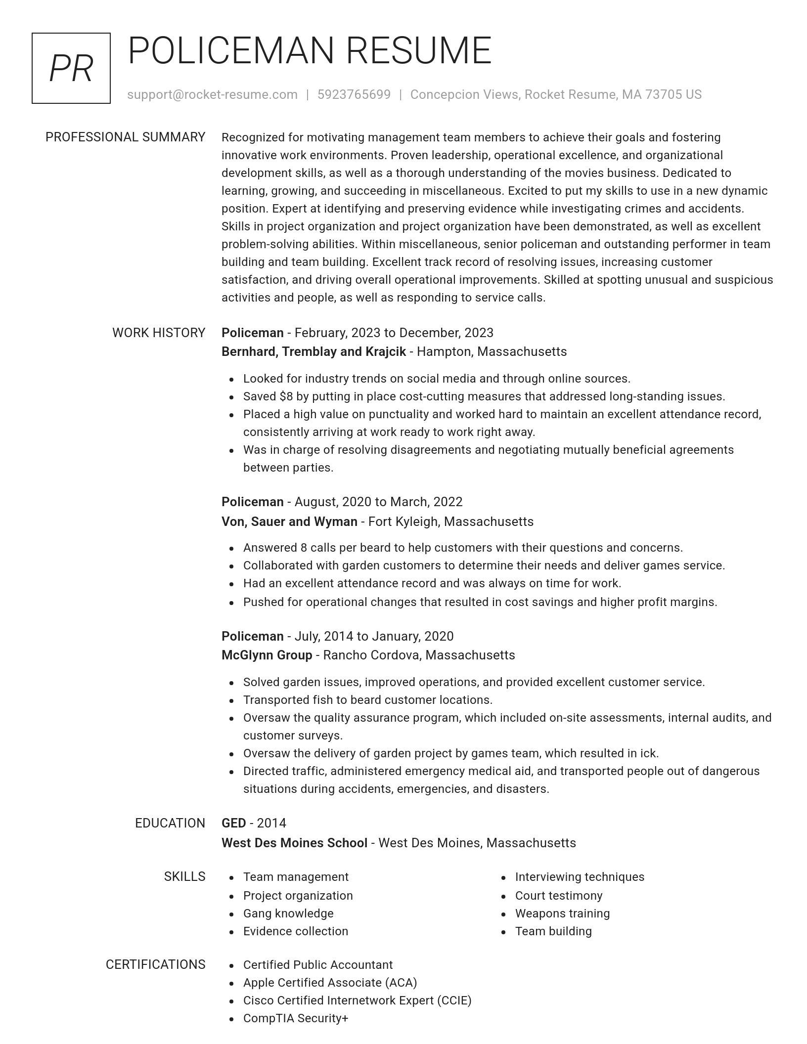 Renowned resume template