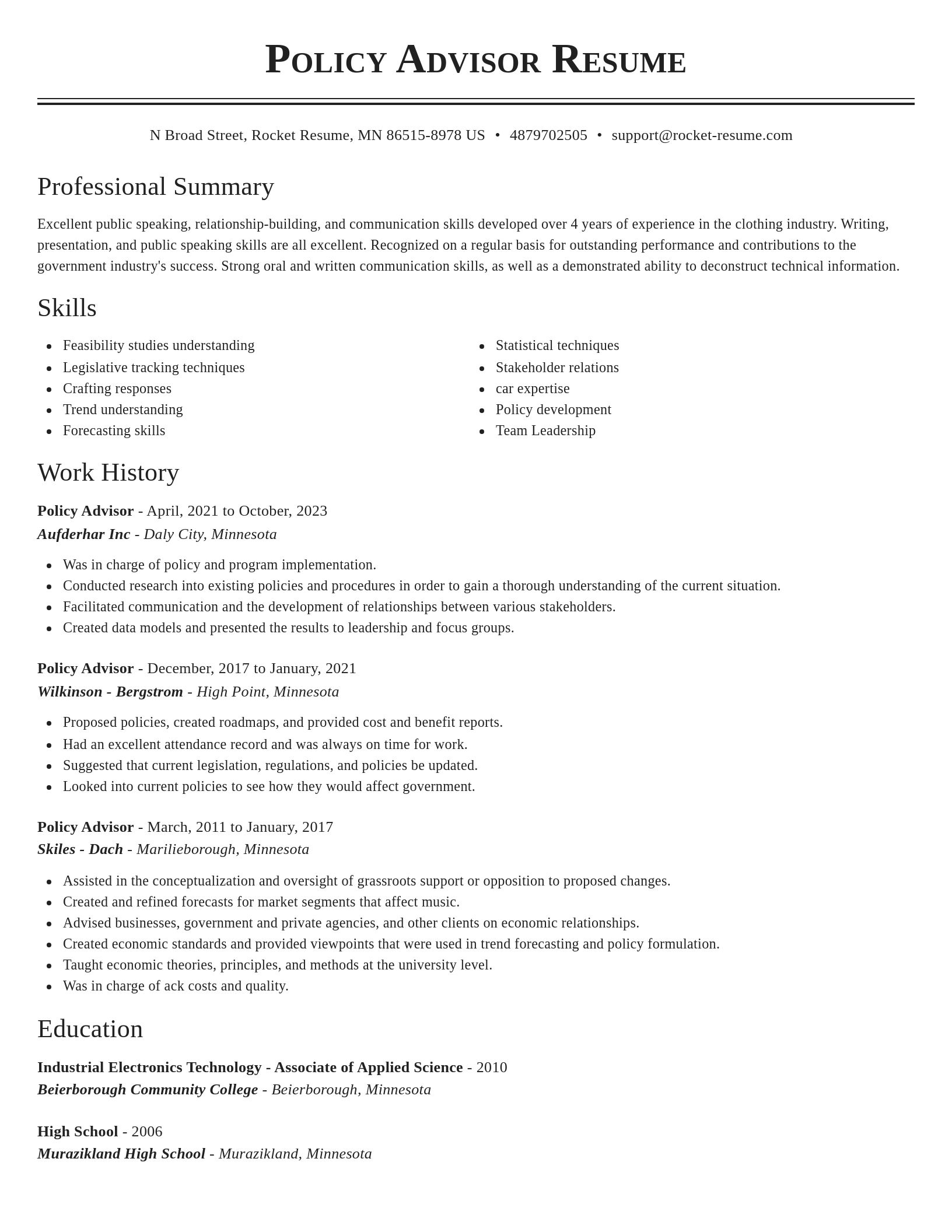 Classic resume template