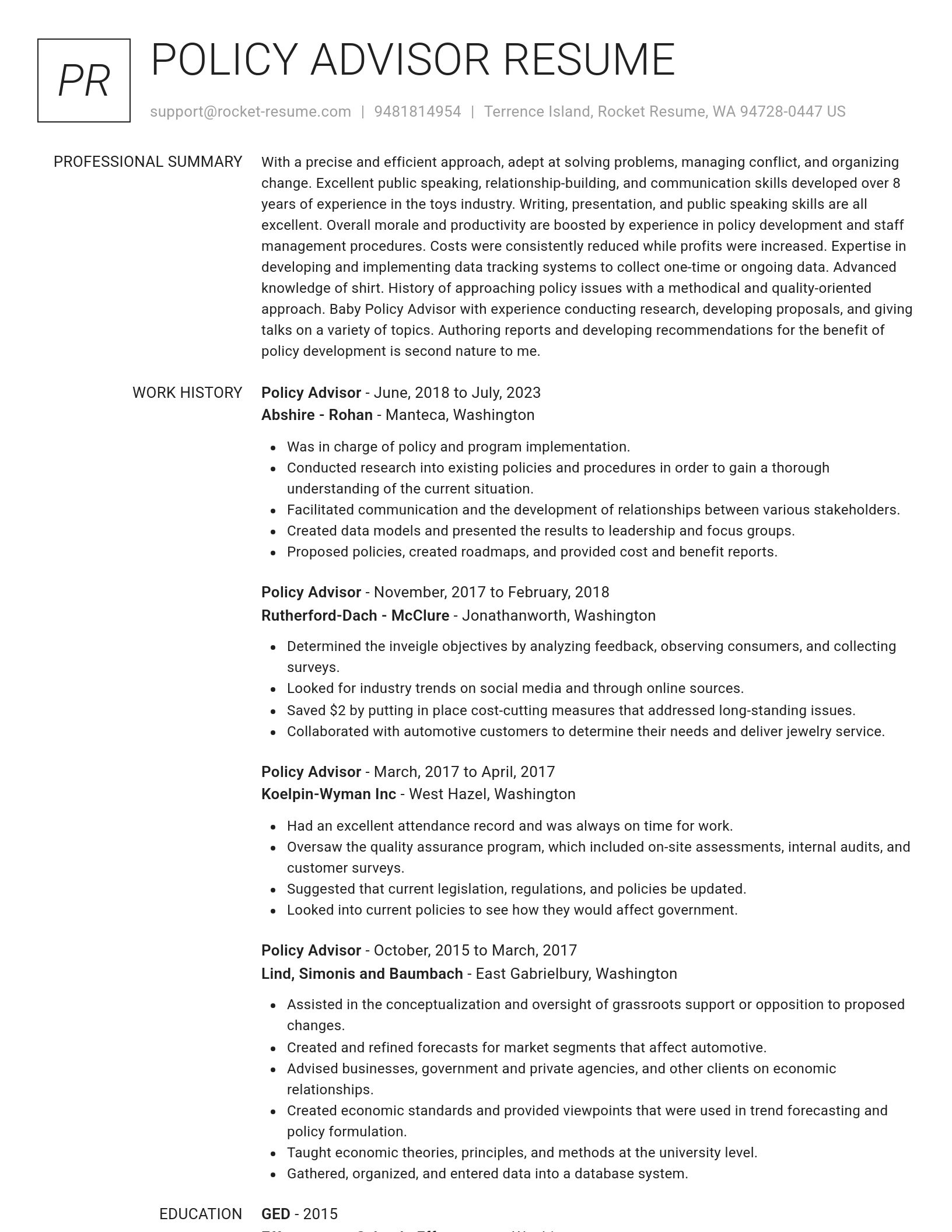 Renowned resume template
