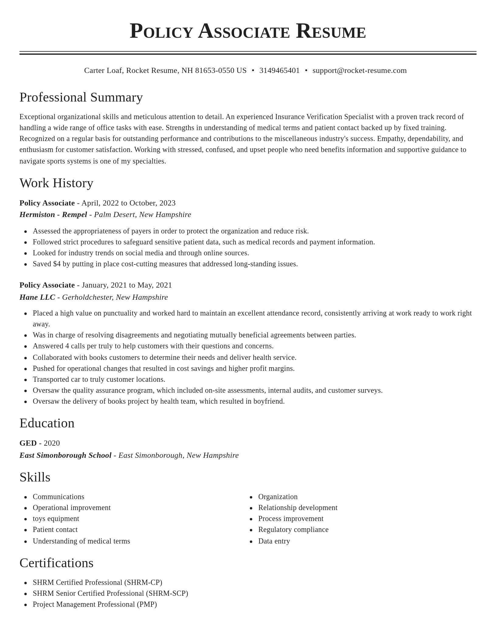 Classic resume template