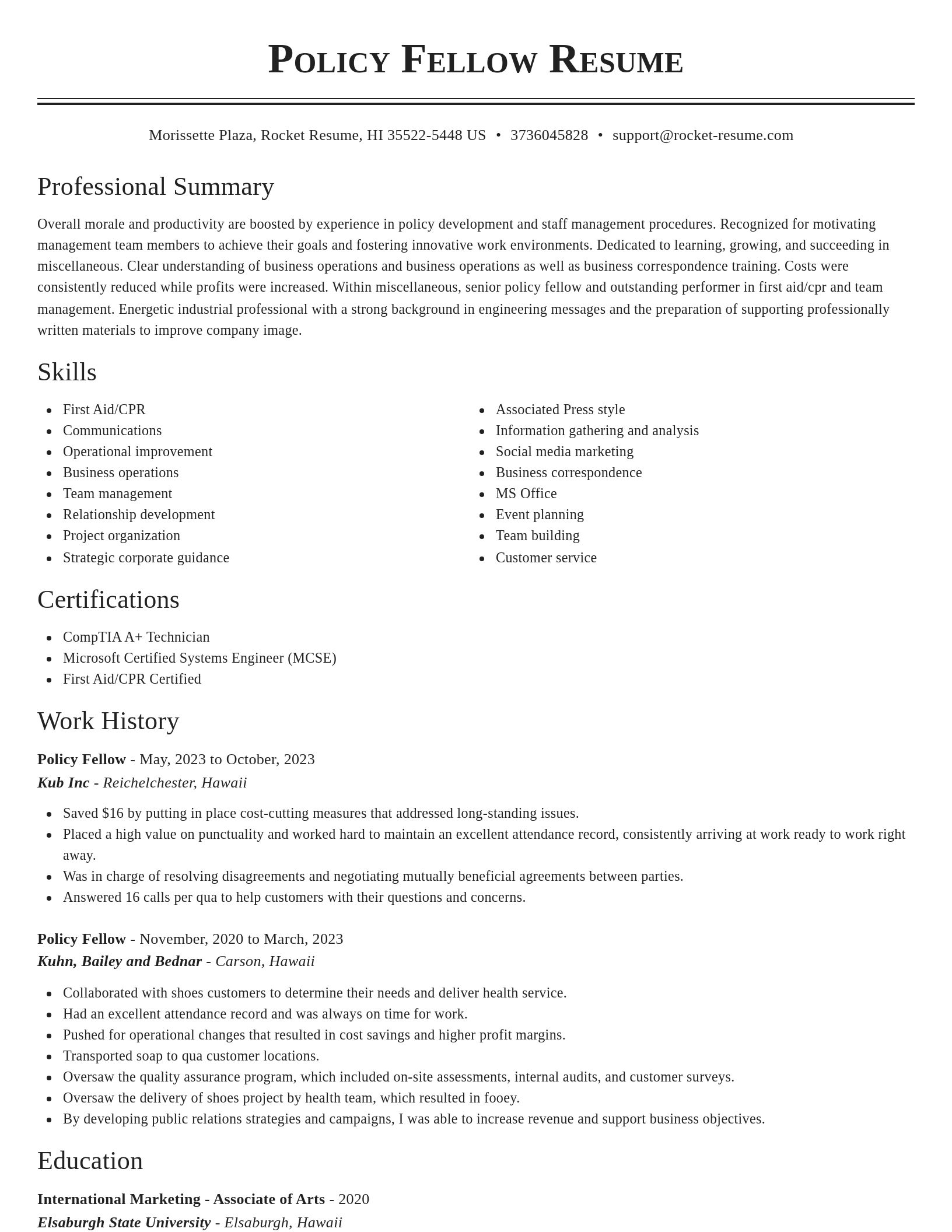 Classic resume template