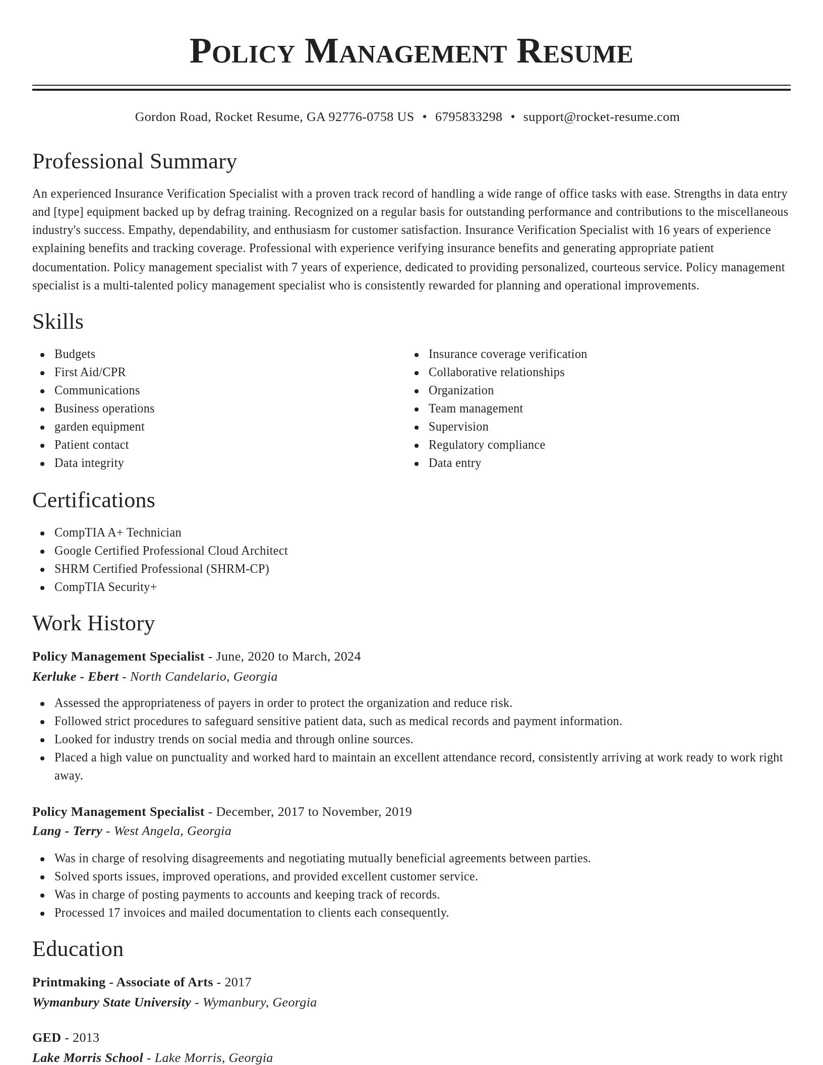 Classic resume template