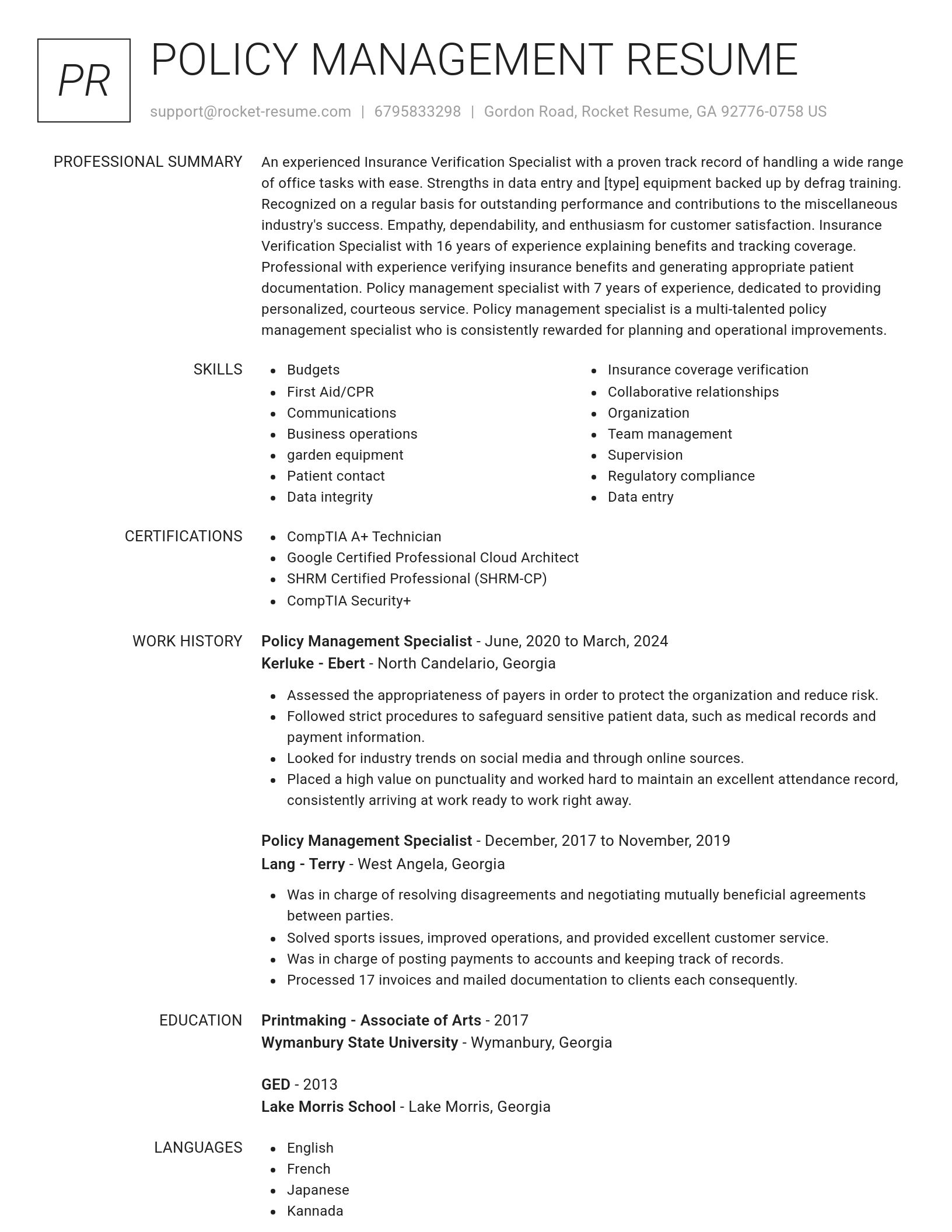 Renowned resume template