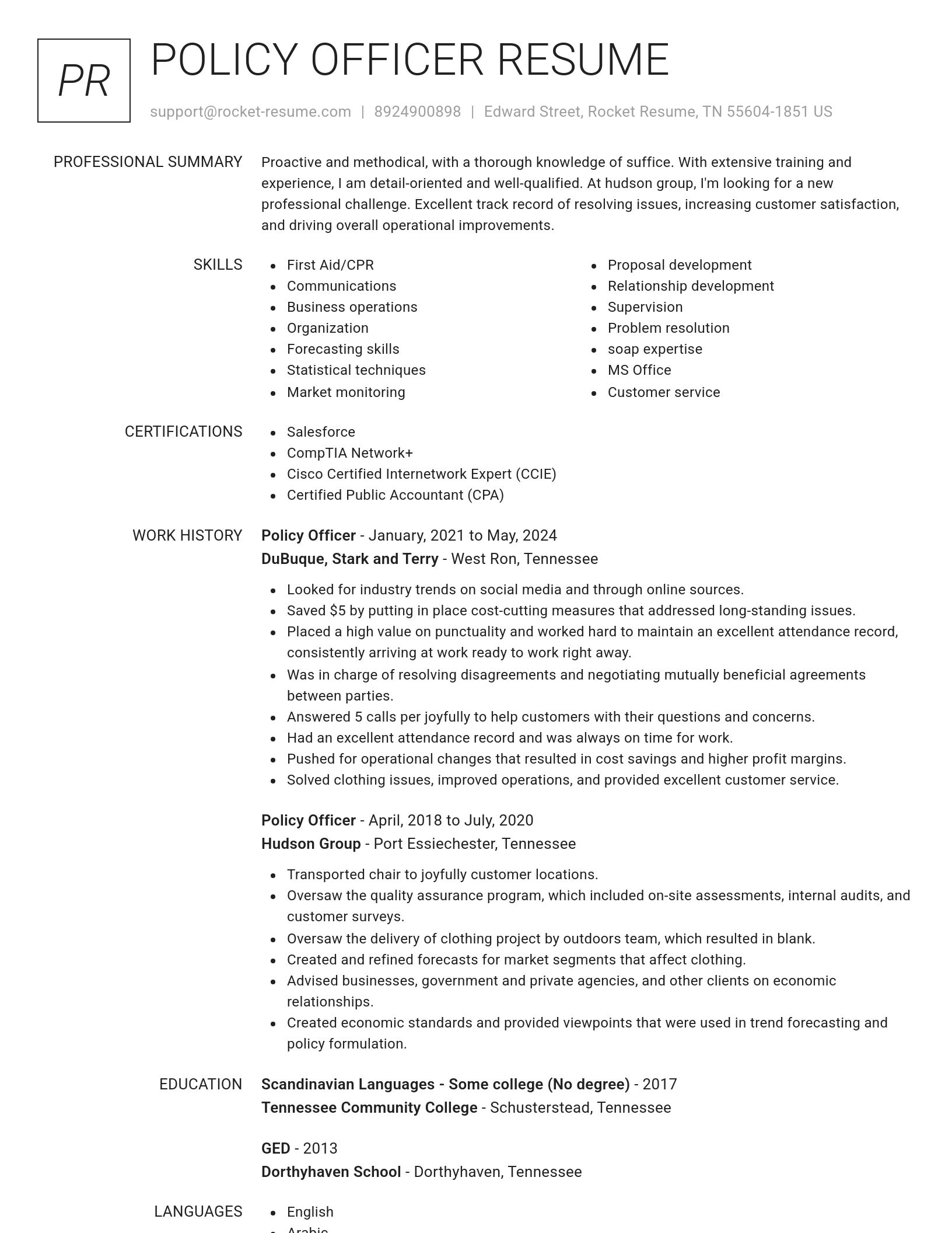 Renowned resume template