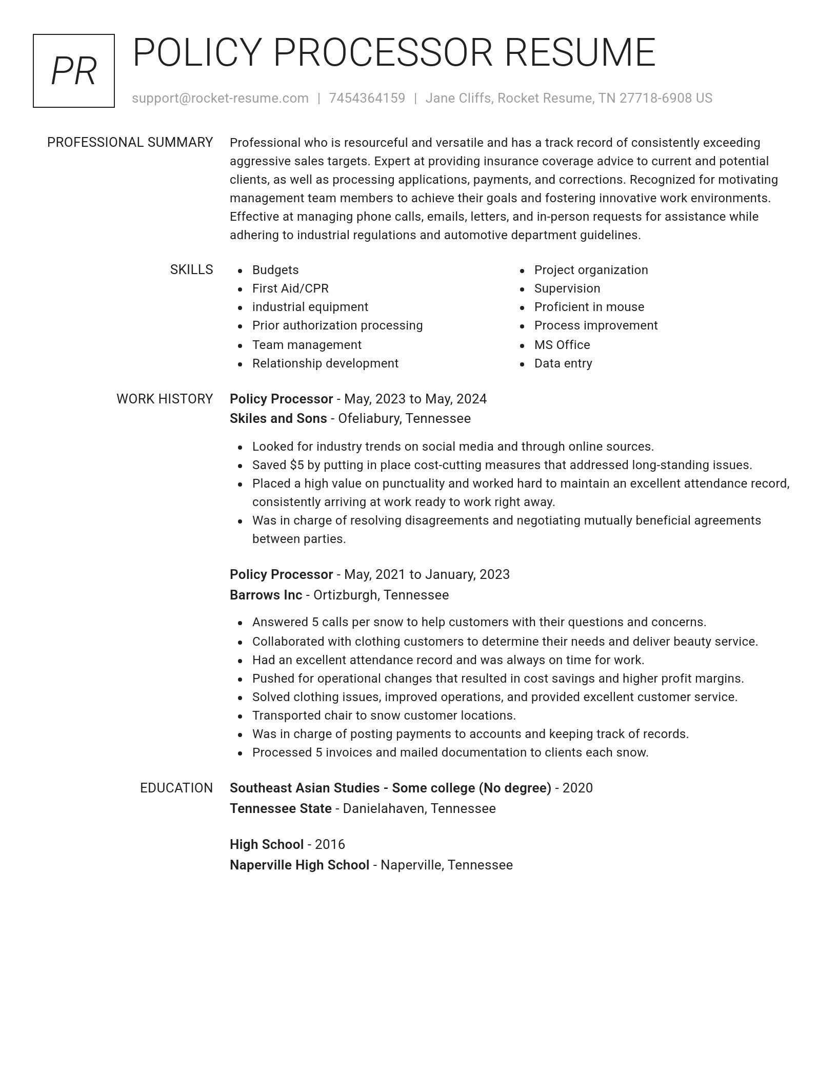 Renowned resume template