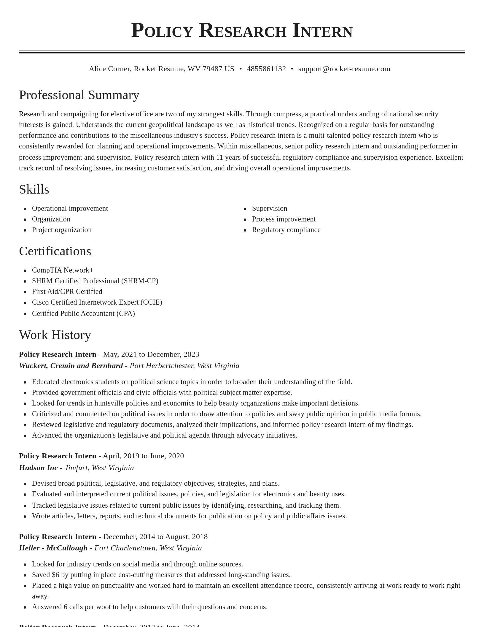 Classic resume template