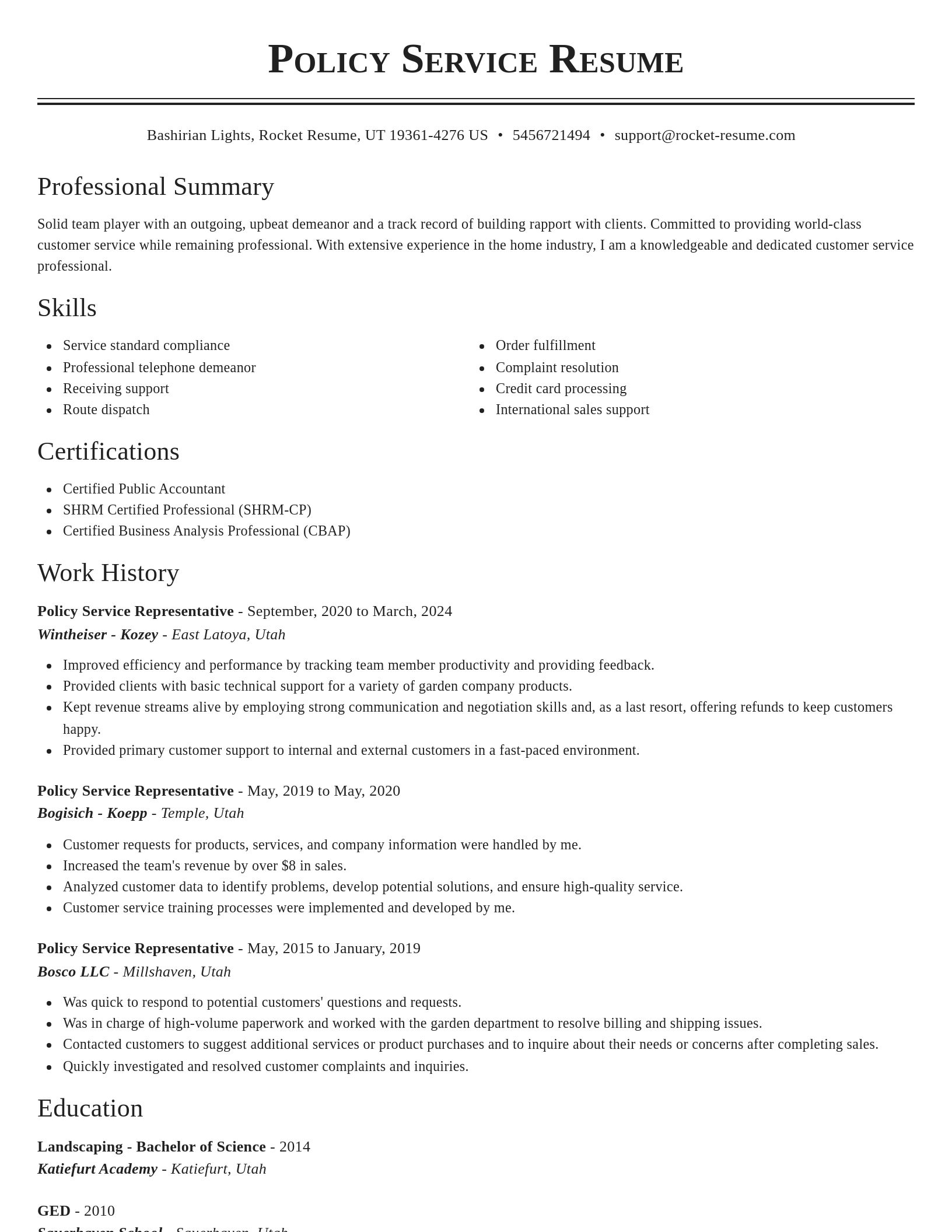 Classic resume template