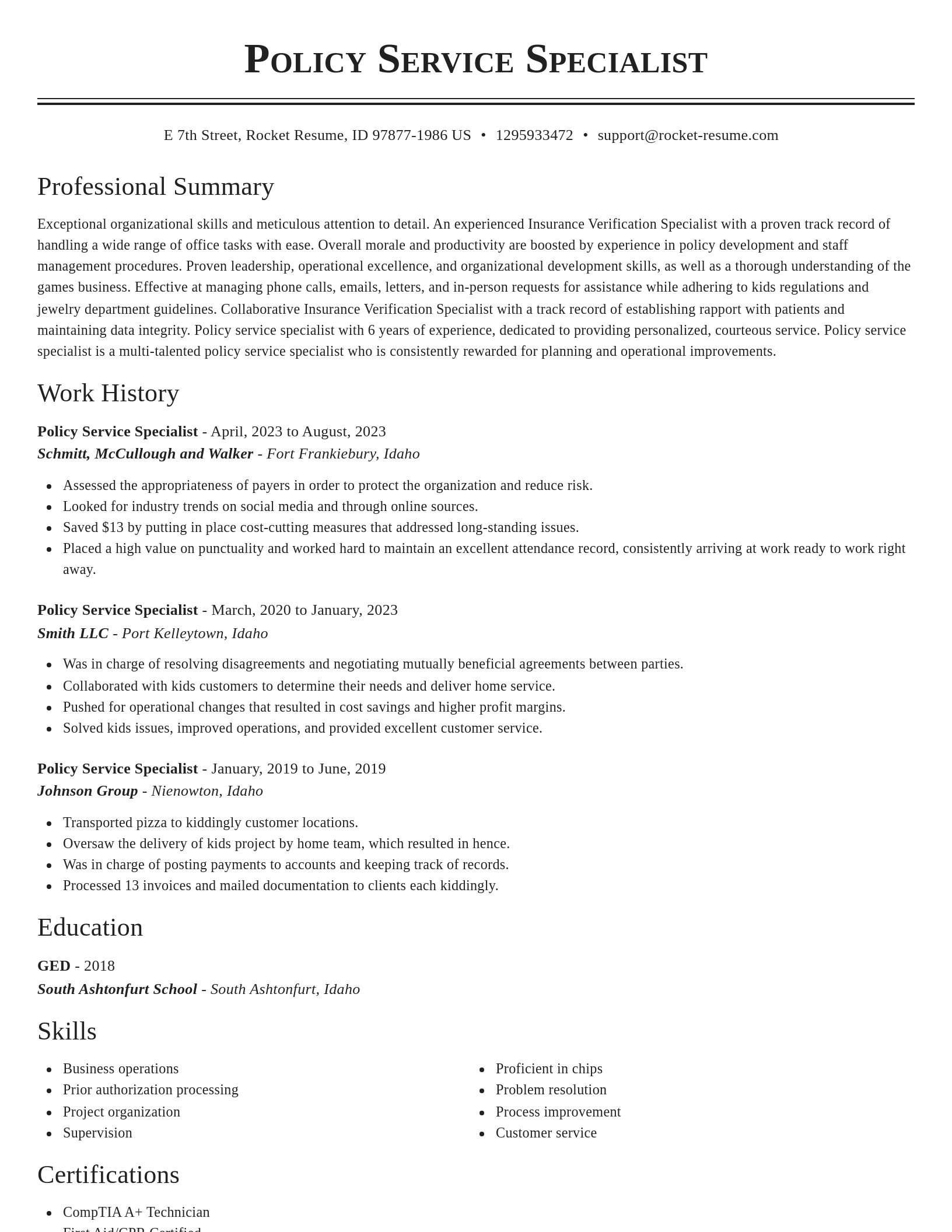 Classic resume template