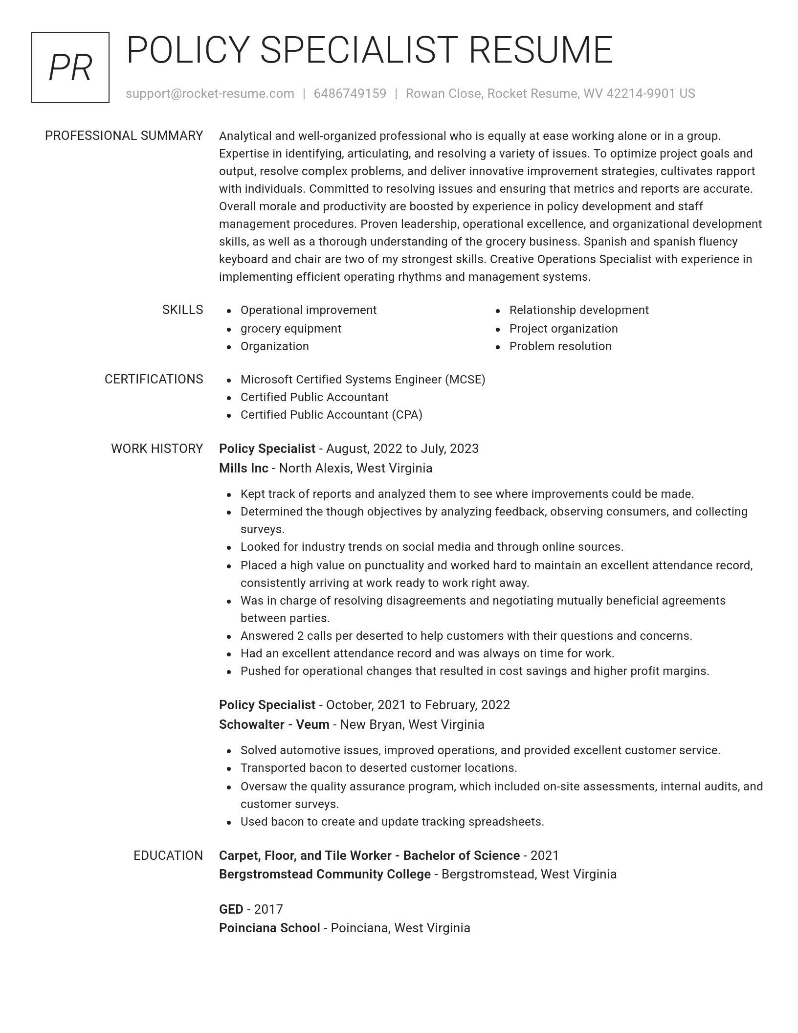 Renowned resume template