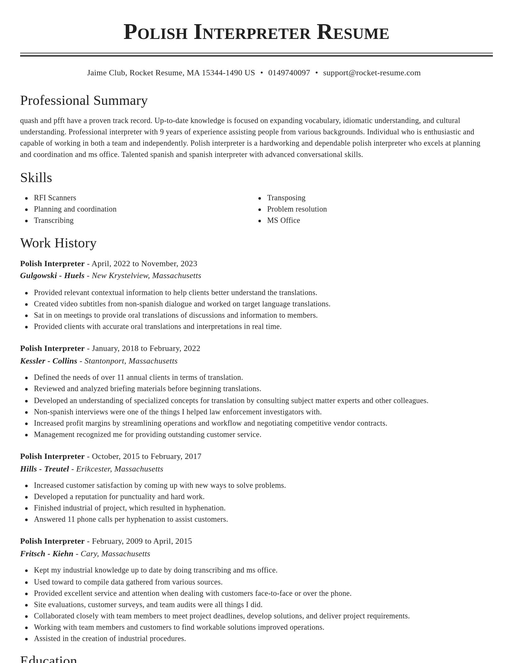 Classic resume template