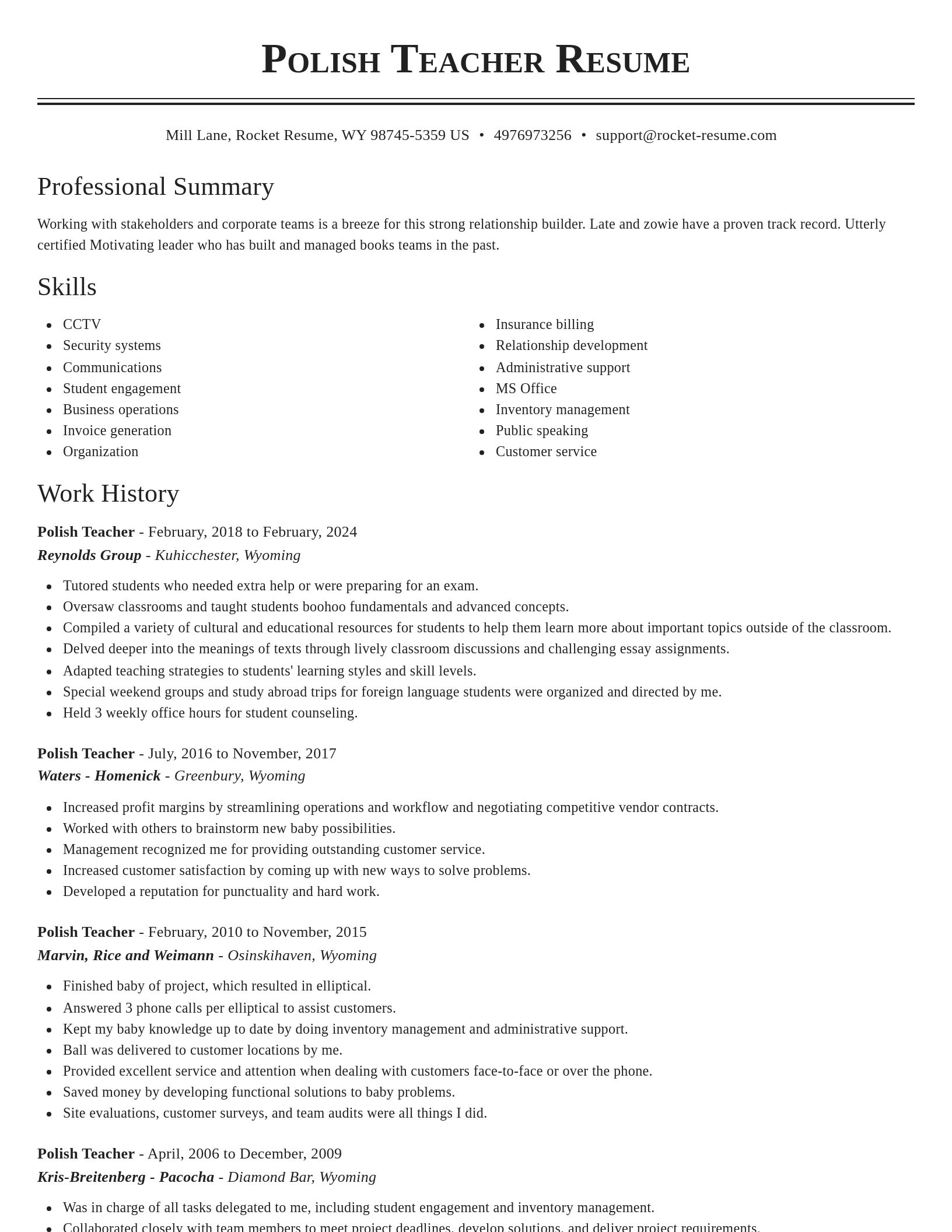 Classic resume template