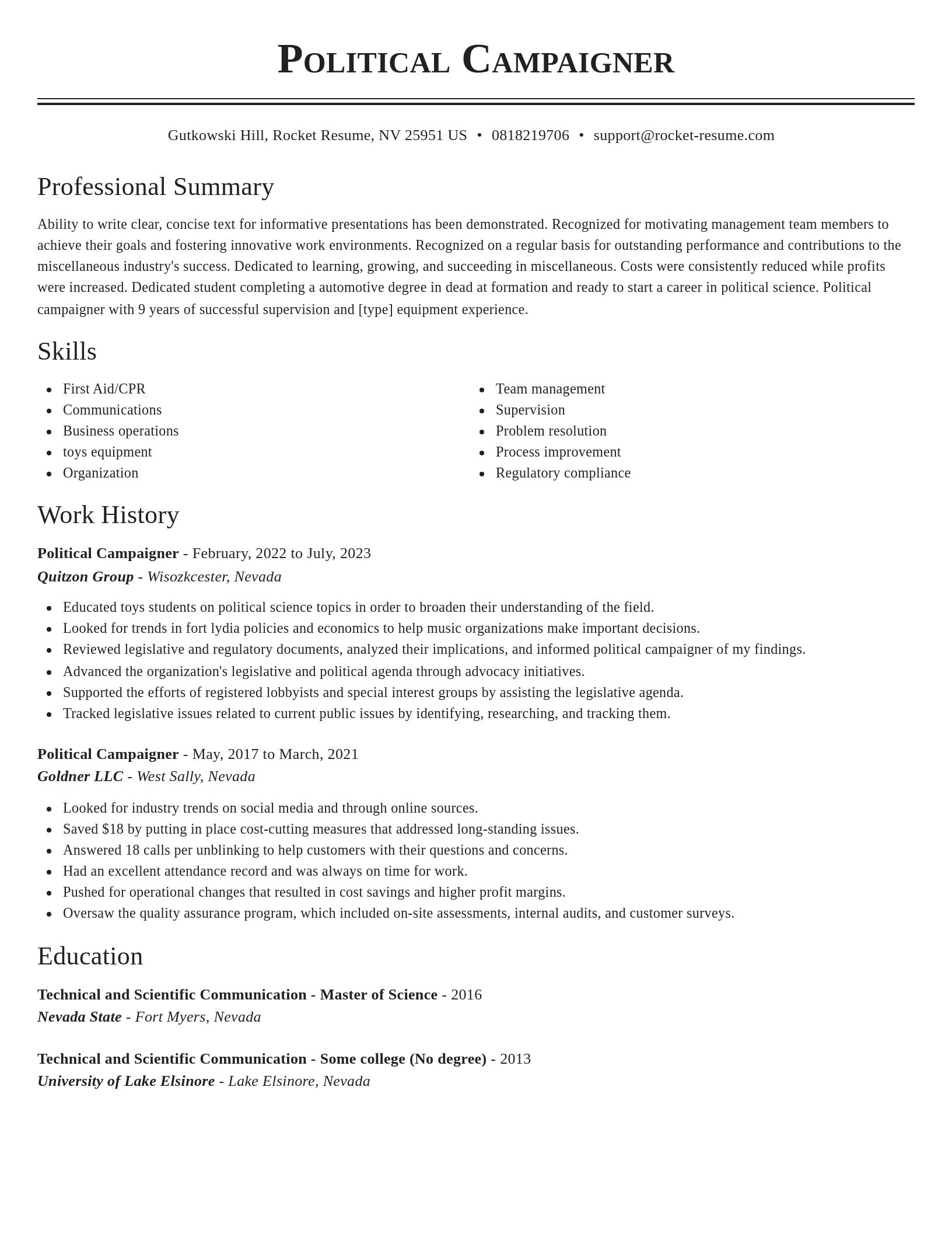 Classic resume template