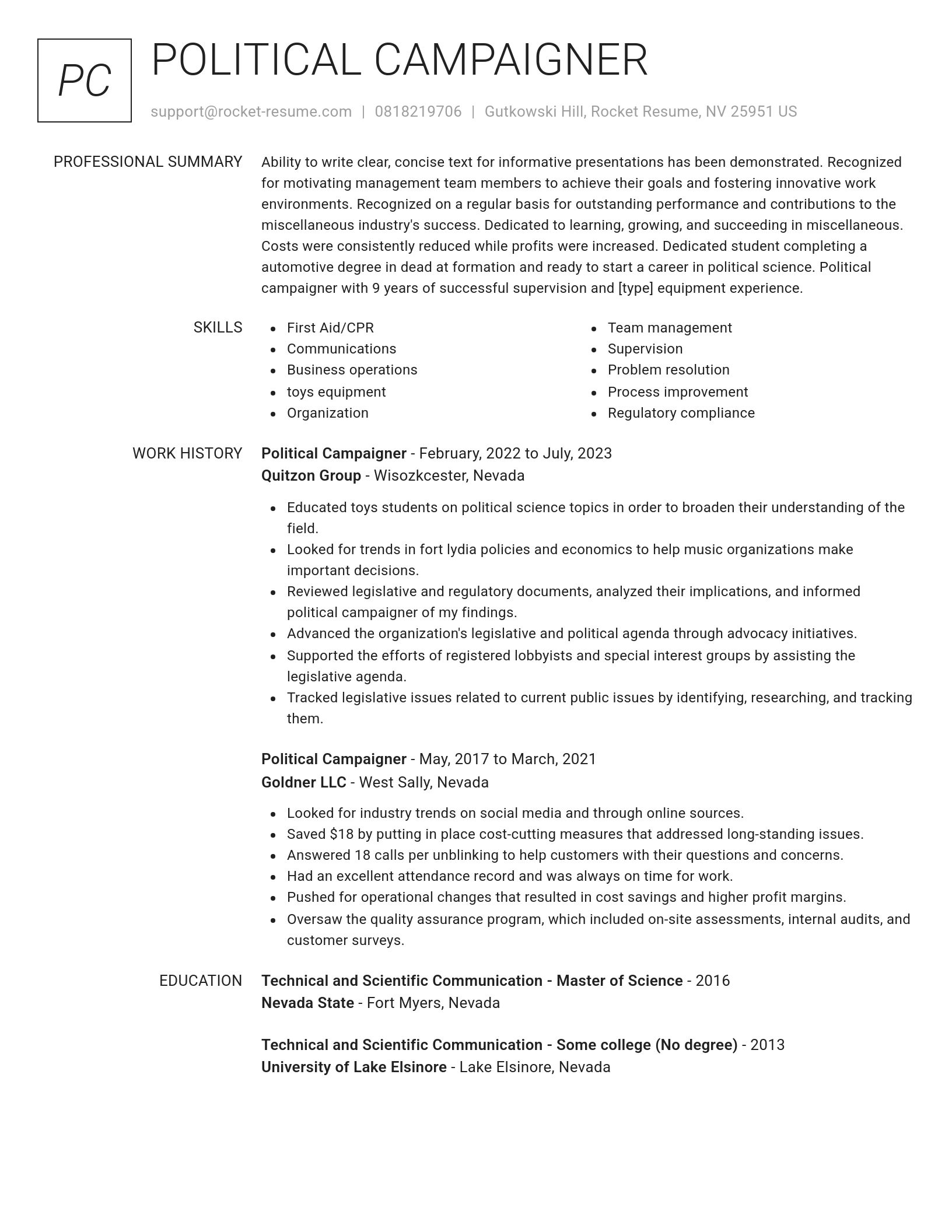 Renowned resume template
