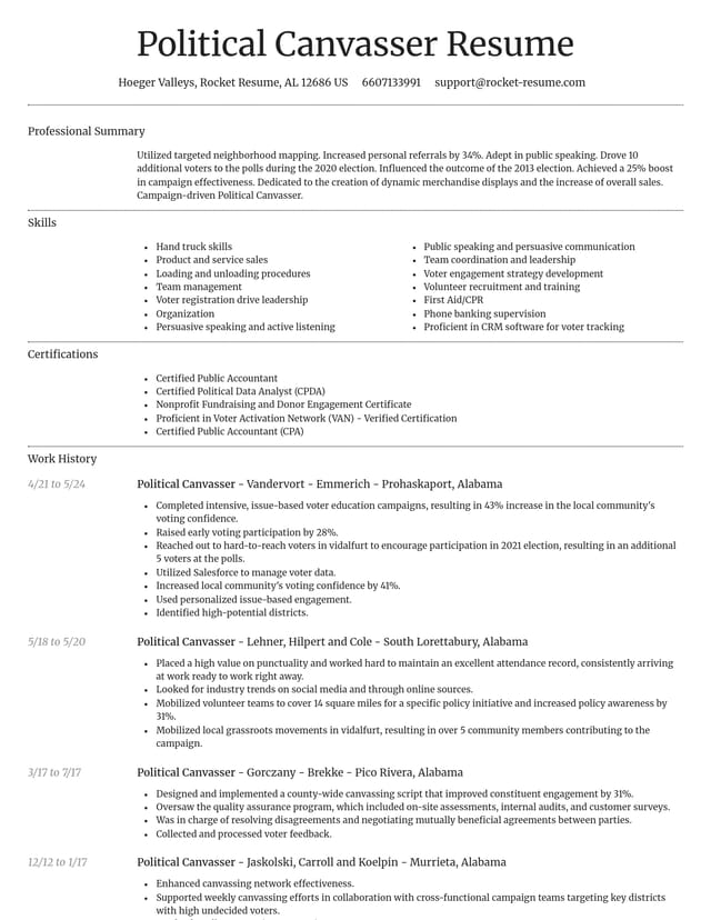 Dignified resume template