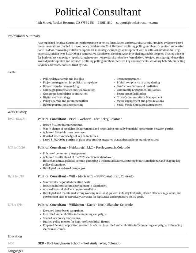 Dignified resume template