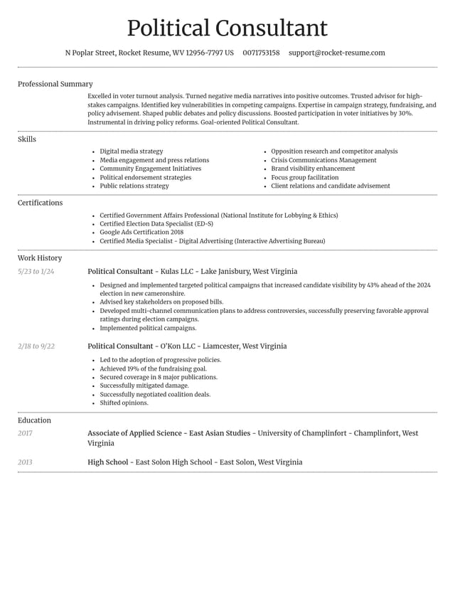 Dignified resume template