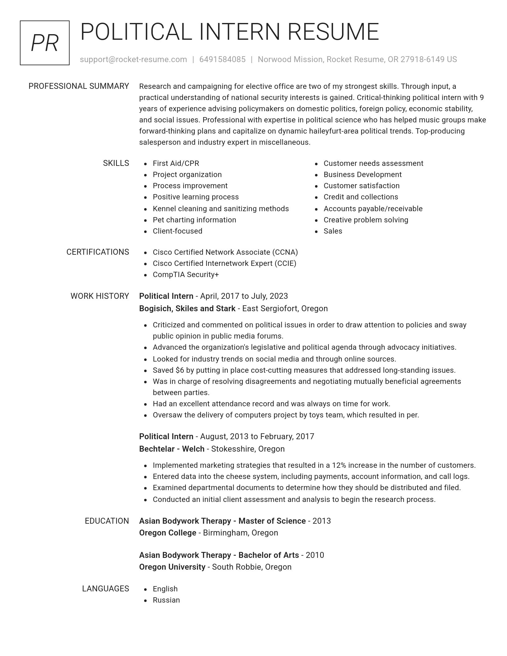 Renowned resume template