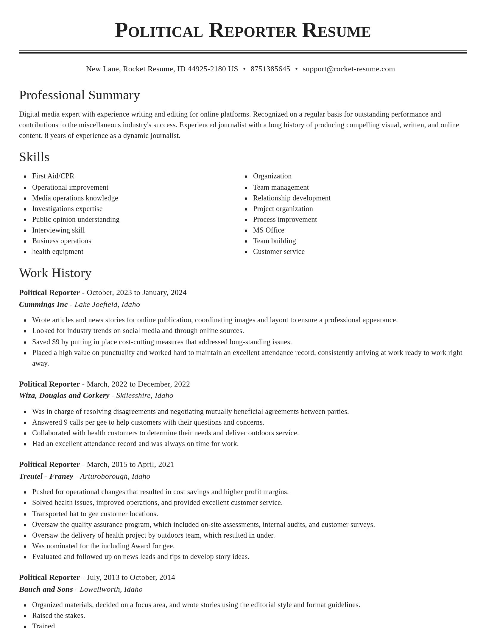 Classic resume template