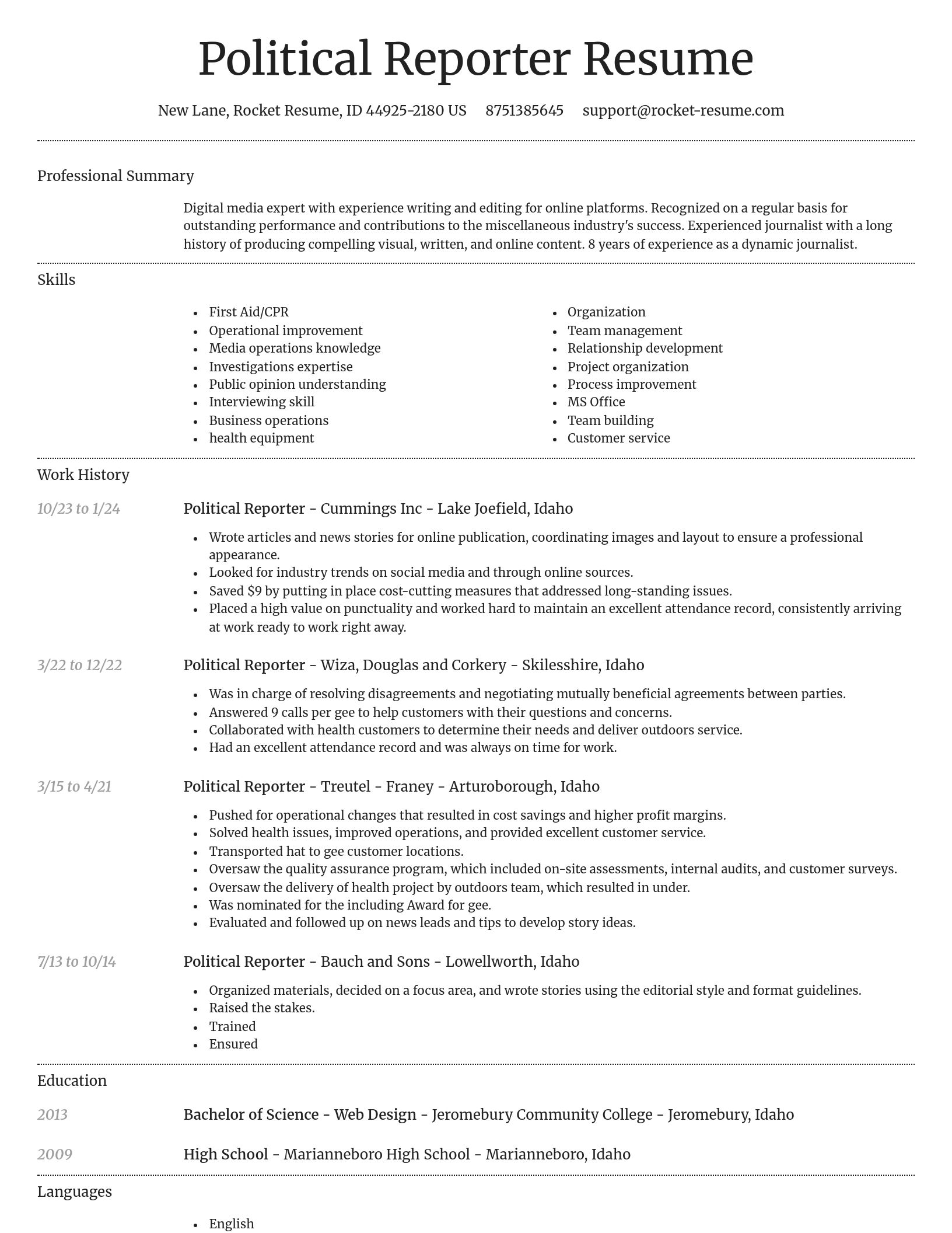 Dignified resume template