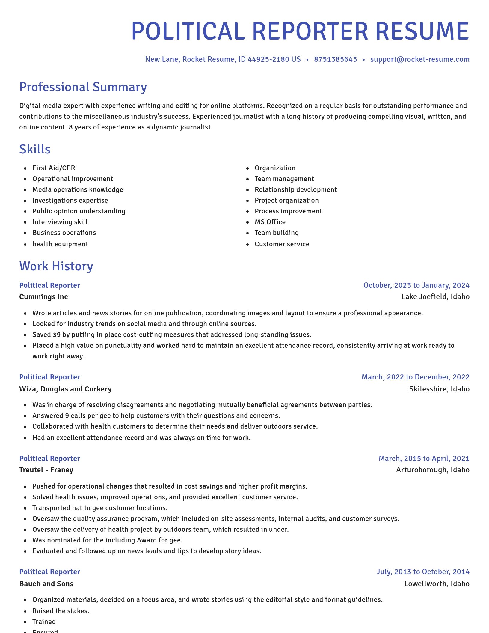 Novel resume template