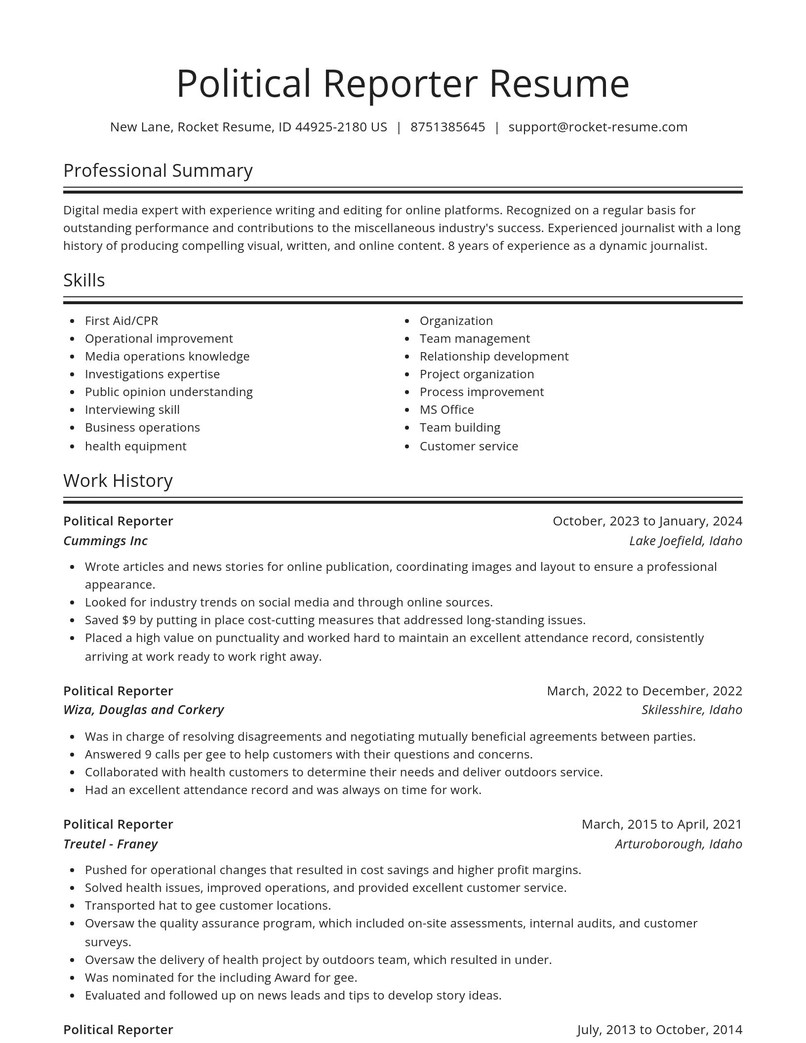 Spotlight resume template