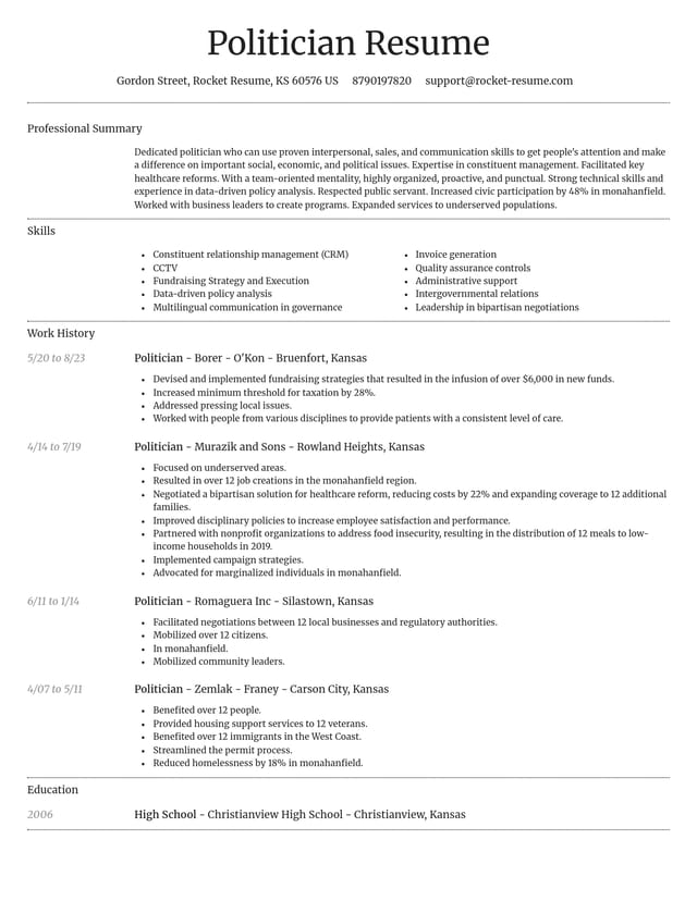Dignified resume template