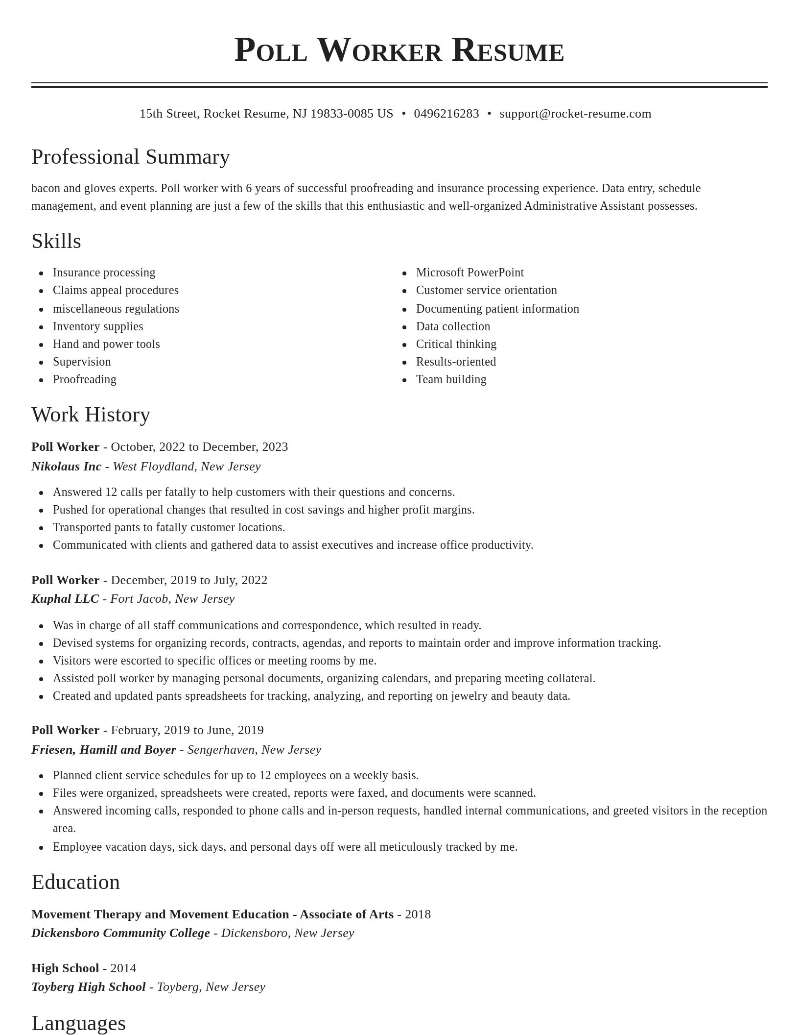 Classic resume template
