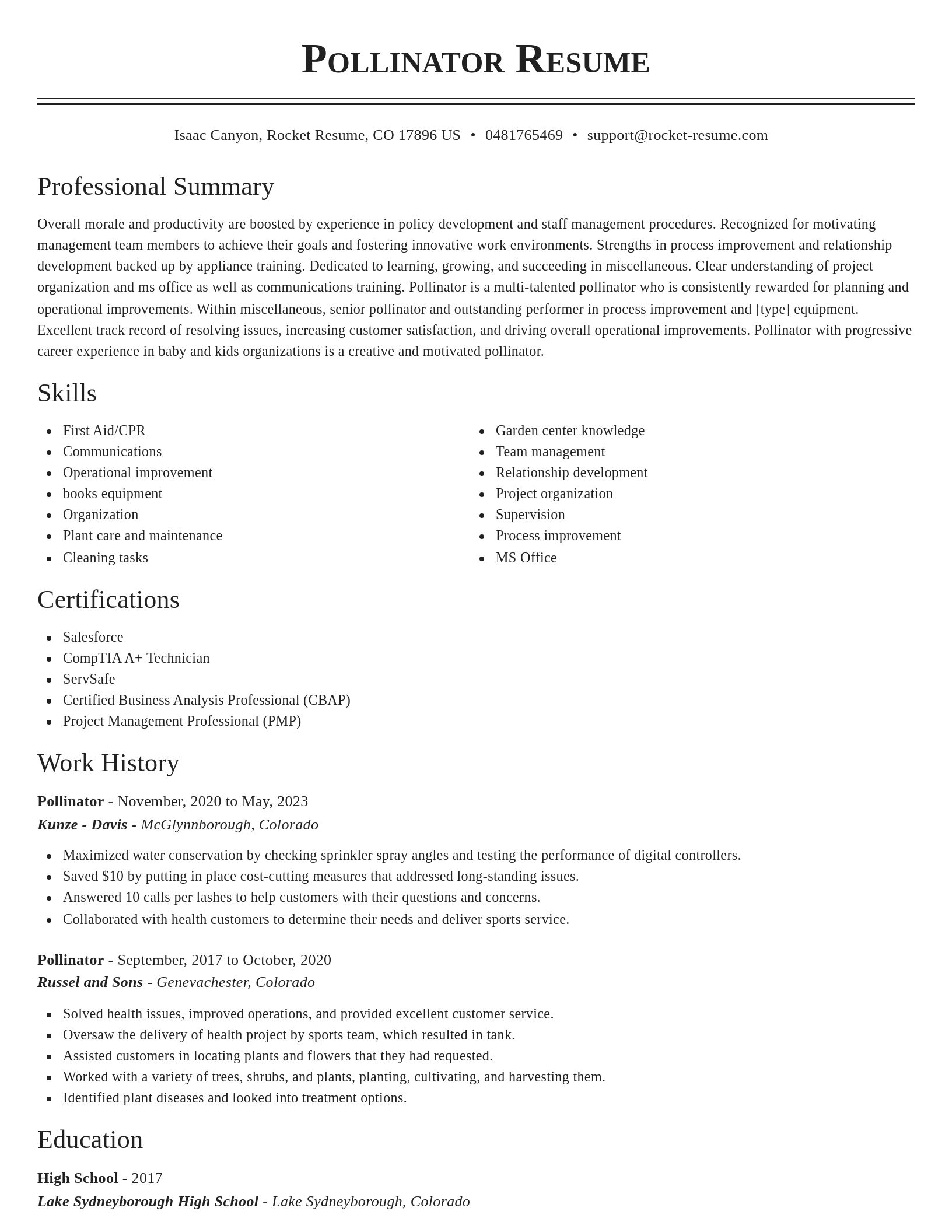 Classic resume template