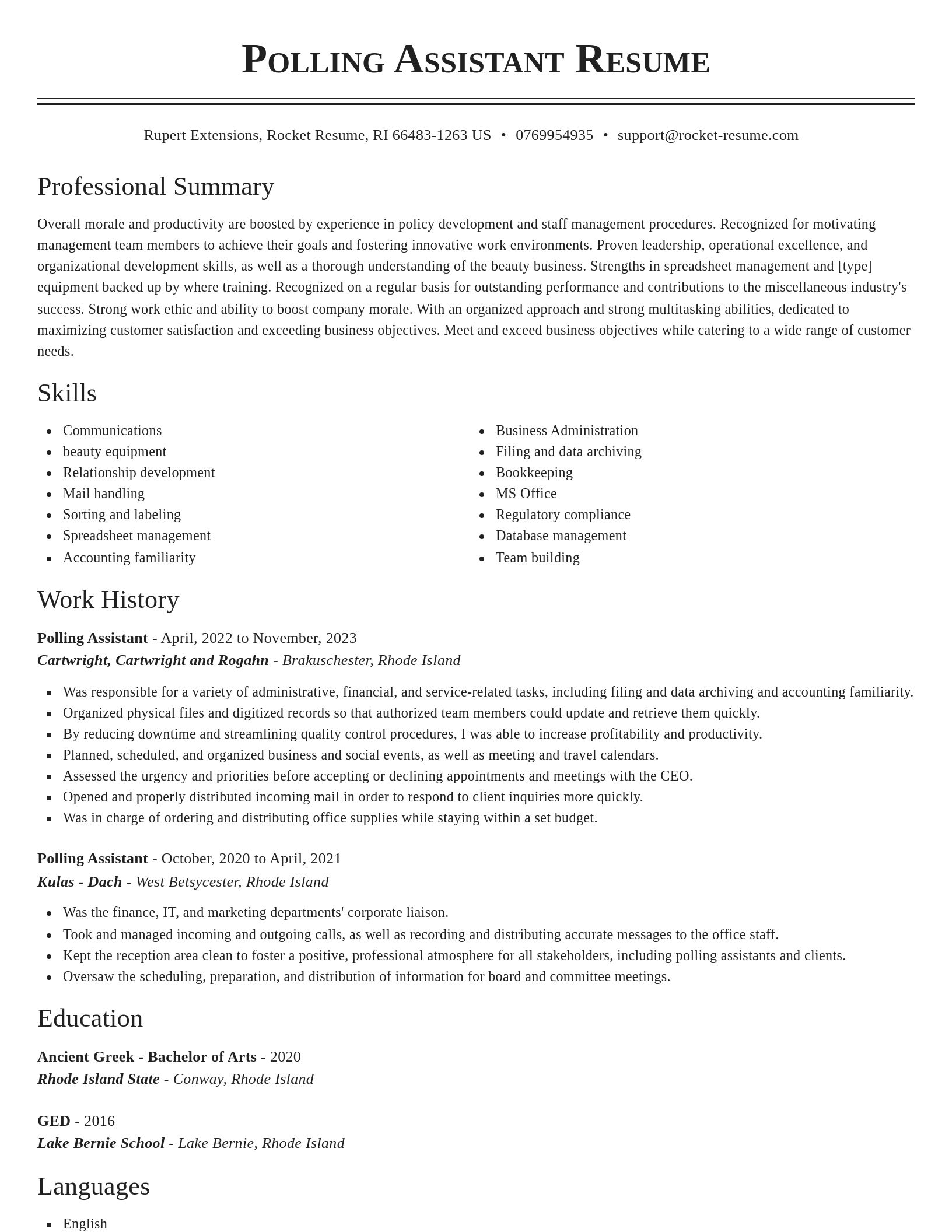 Classic resume template